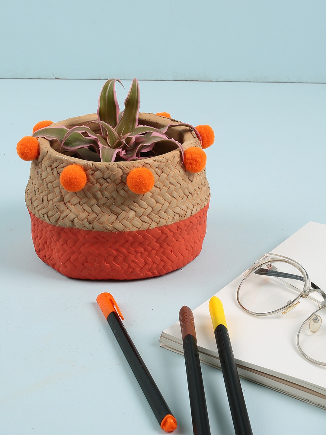 

Chumbak Peach-Coloured & Beige Colourblocked Planter