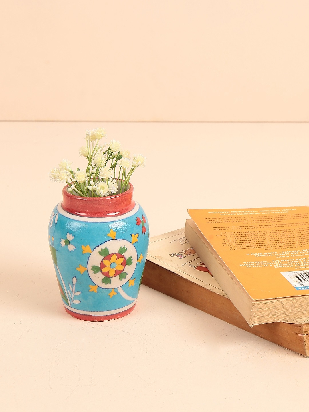 

Chumbak Unisex Blue & Red Printed Festive Florets Ceramic Vase