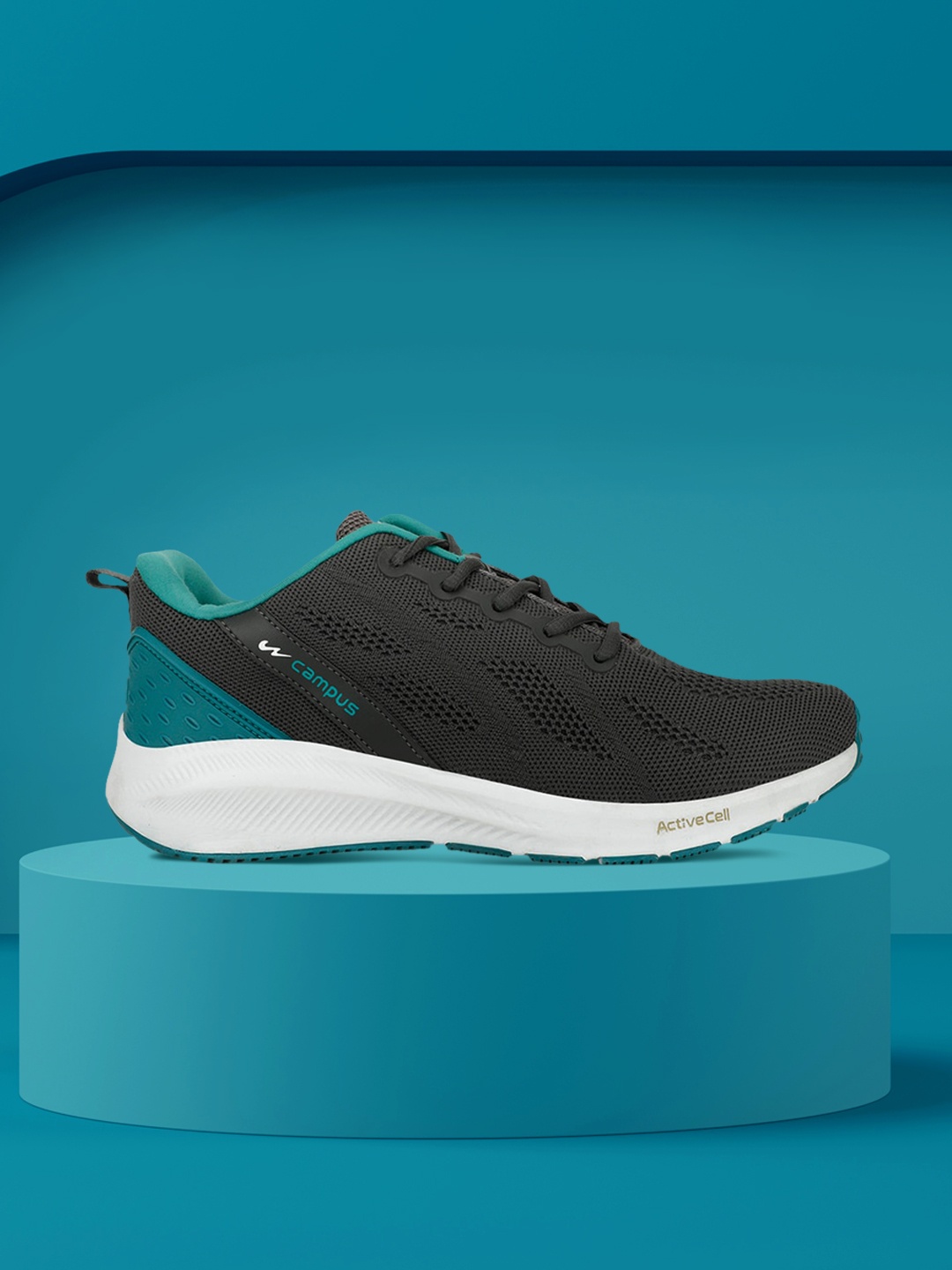 

Campus Men Grey & Turquoise Blue Mesh Running Shoes