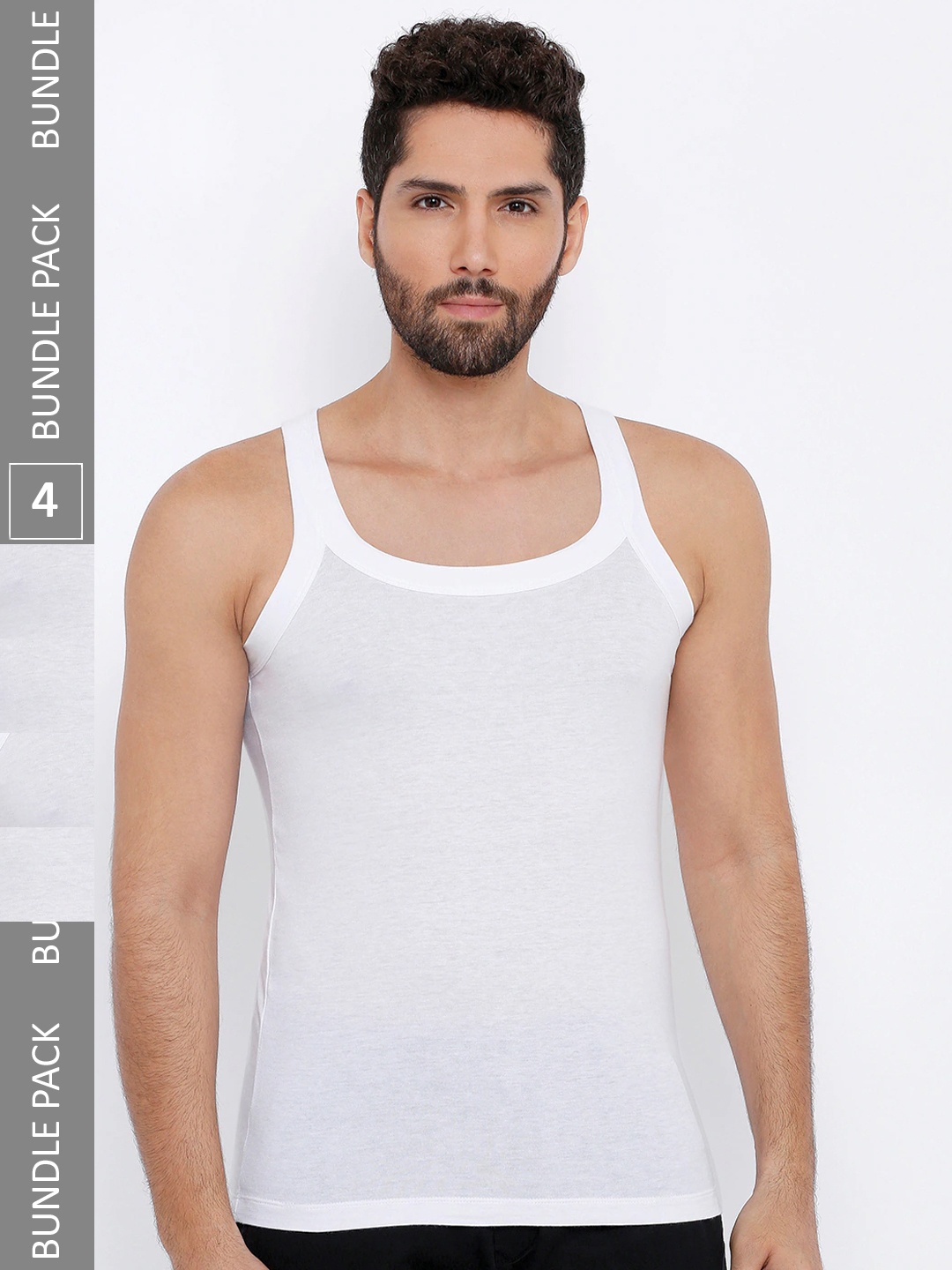 

XYXX Men IntelliSoft Antimicrobial Square Neck Pack of 4 Ace Vests XYSQVEST4PCKN01, White