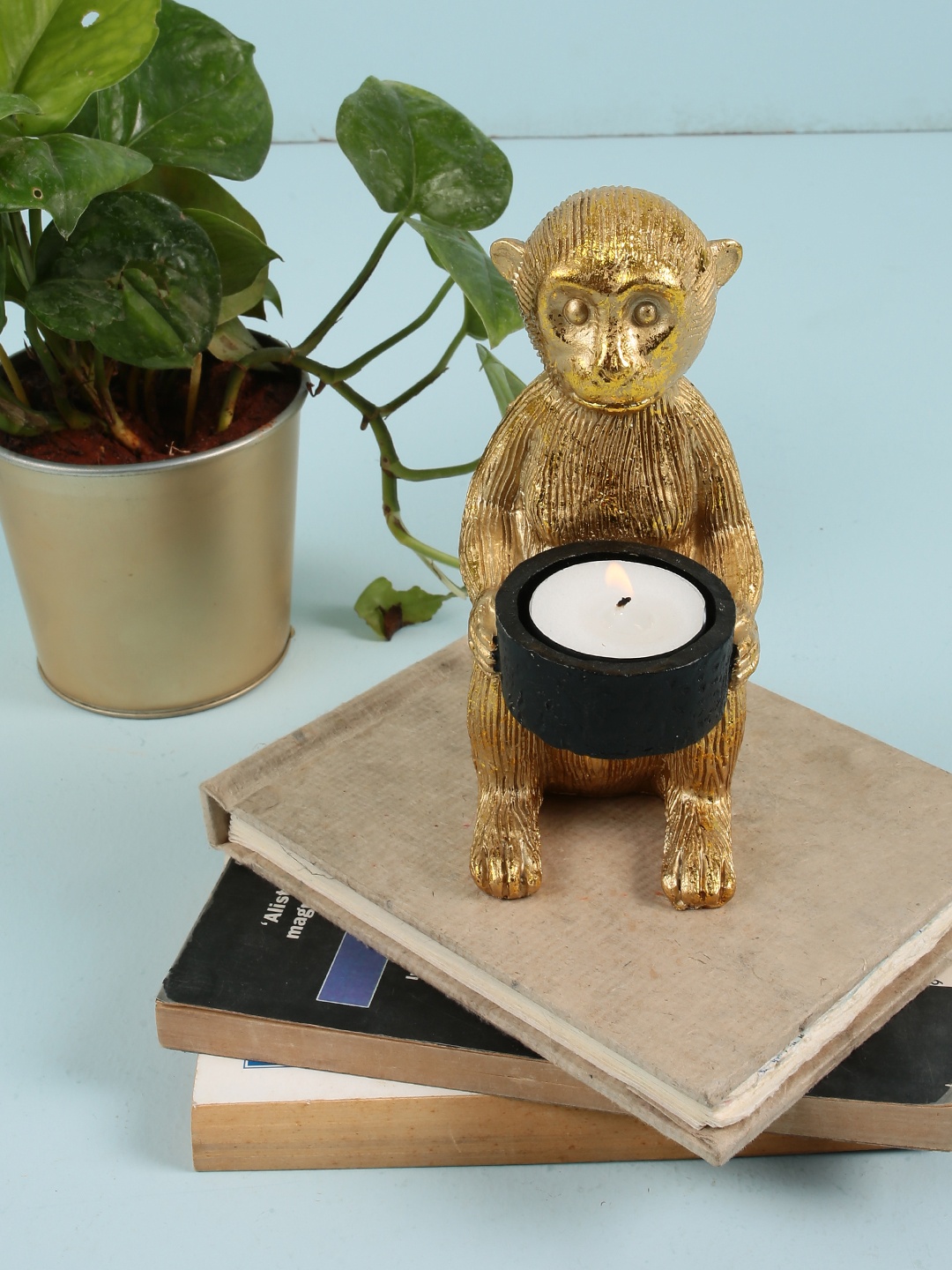 

Chumbak Gold-Toned Gleaming Monkey Tealight