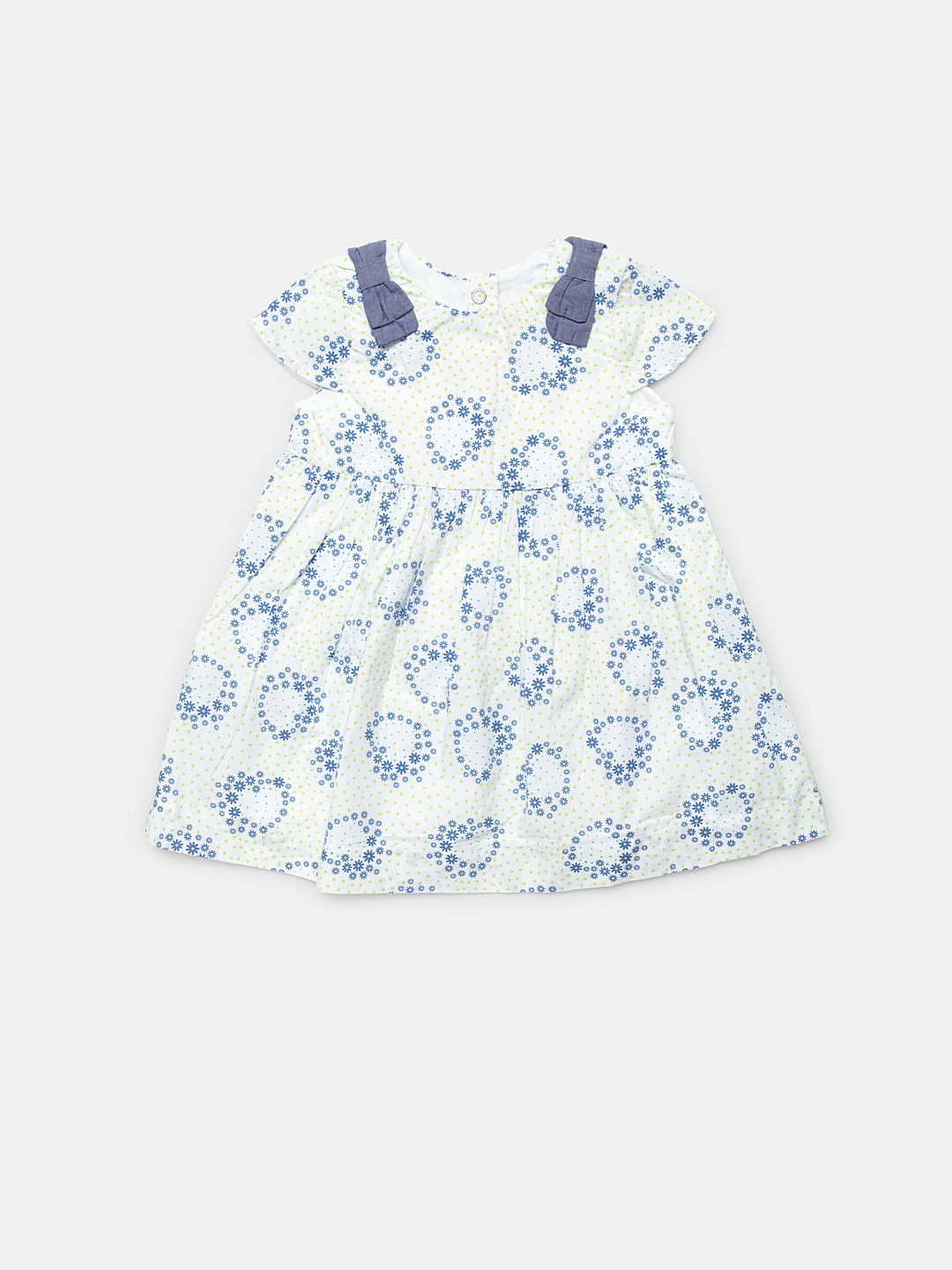 

Chicco Girls Cream-Coloured & Blue Printed Fit and Flare Dress