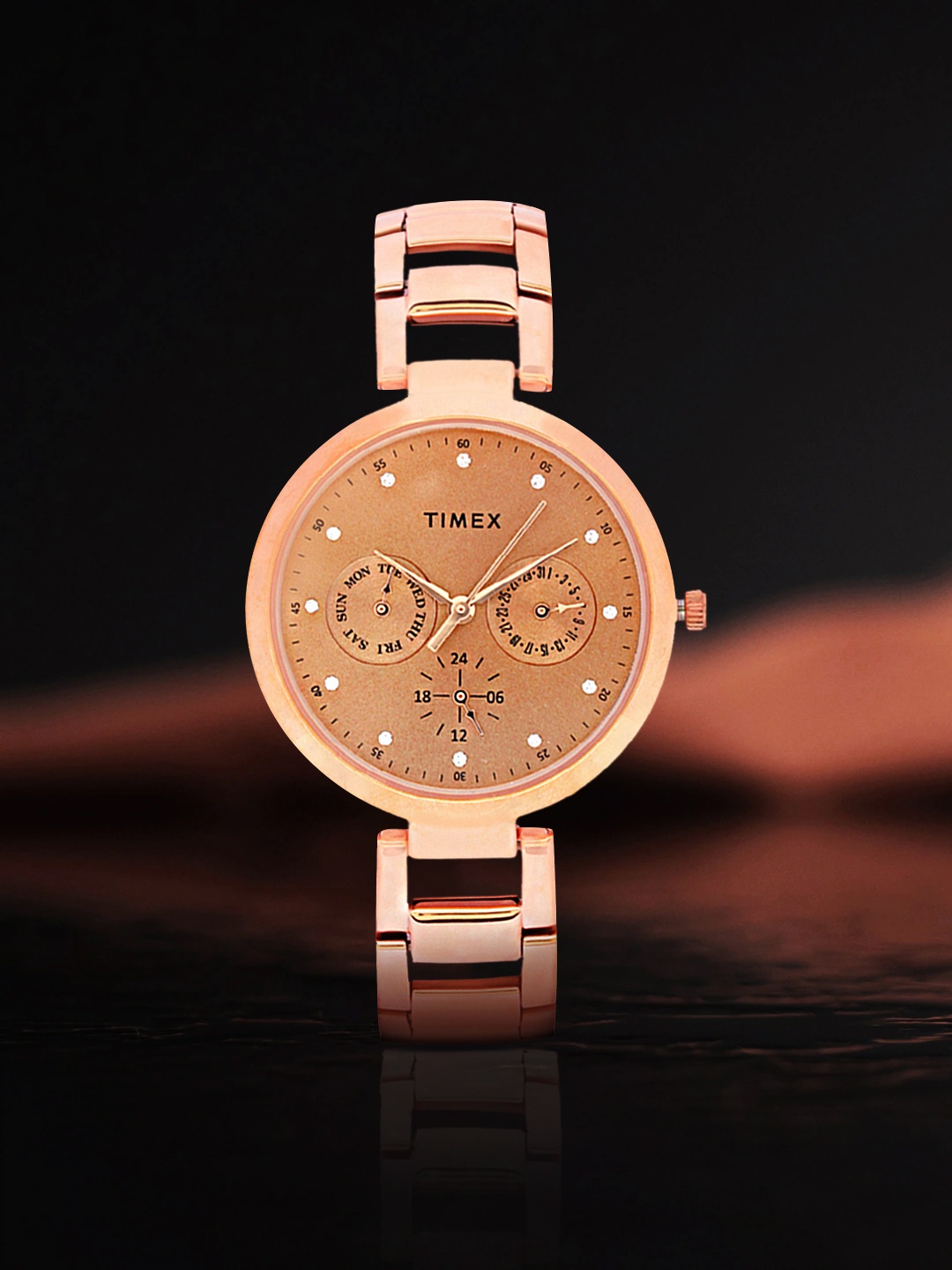 

Timex Women Rose Gold-Toned Multifunction Analogue Watch - TW000X209, Brown