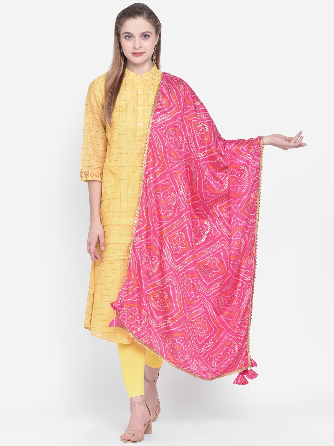 

Dupatta Bazaar Pink Bandhini Printed Dupatta