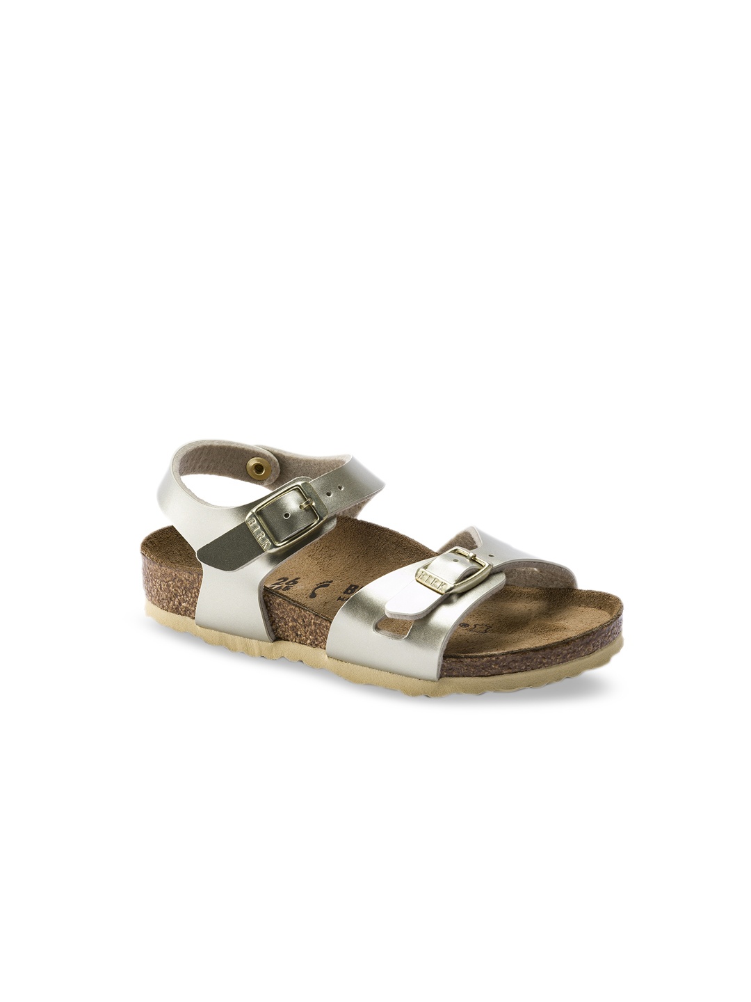 

Birkenstock Girls Gold-Toned Rio Birko-Flor Open Toes Regular Width Flats