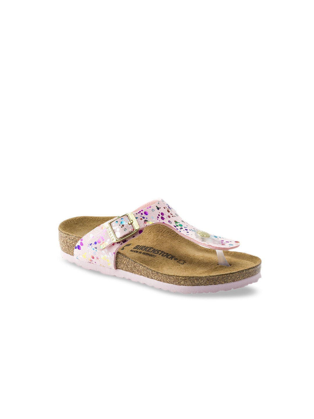 

Birkenstock Girls Pink Confetti Print Synthetics Gizeh T-Strap Regular Width Flats