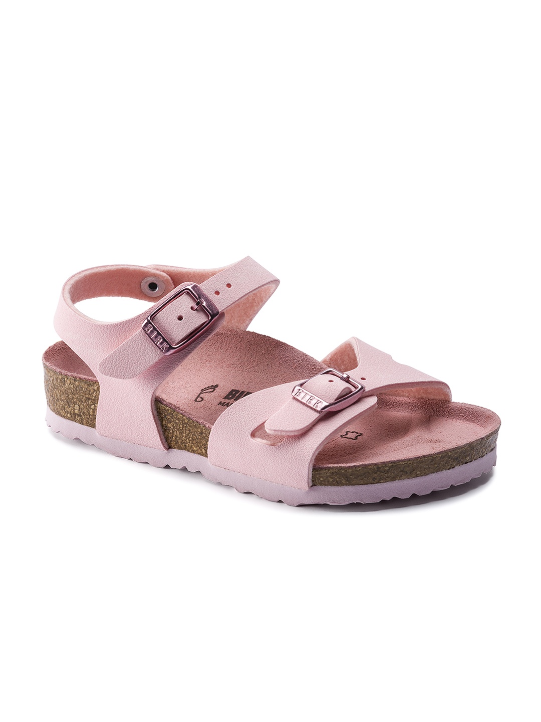 

Birkenstock Girls Pink Rio Birko-Flor Nubuck Open Toes Narrow Width Flats