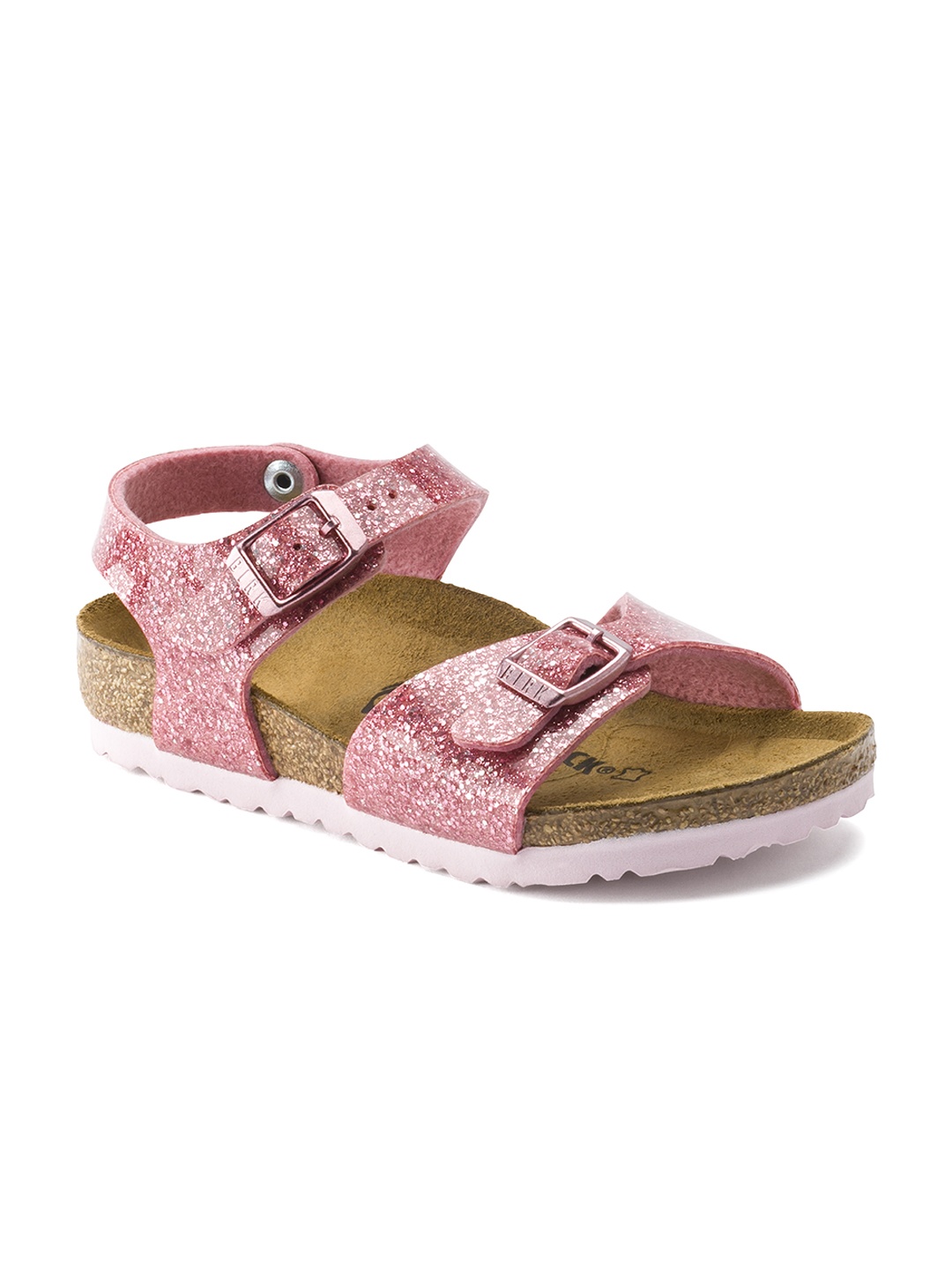 

Birkenstock Girls Pink Glittery Rio Birko-Flor Open Toes Regular Width Flats