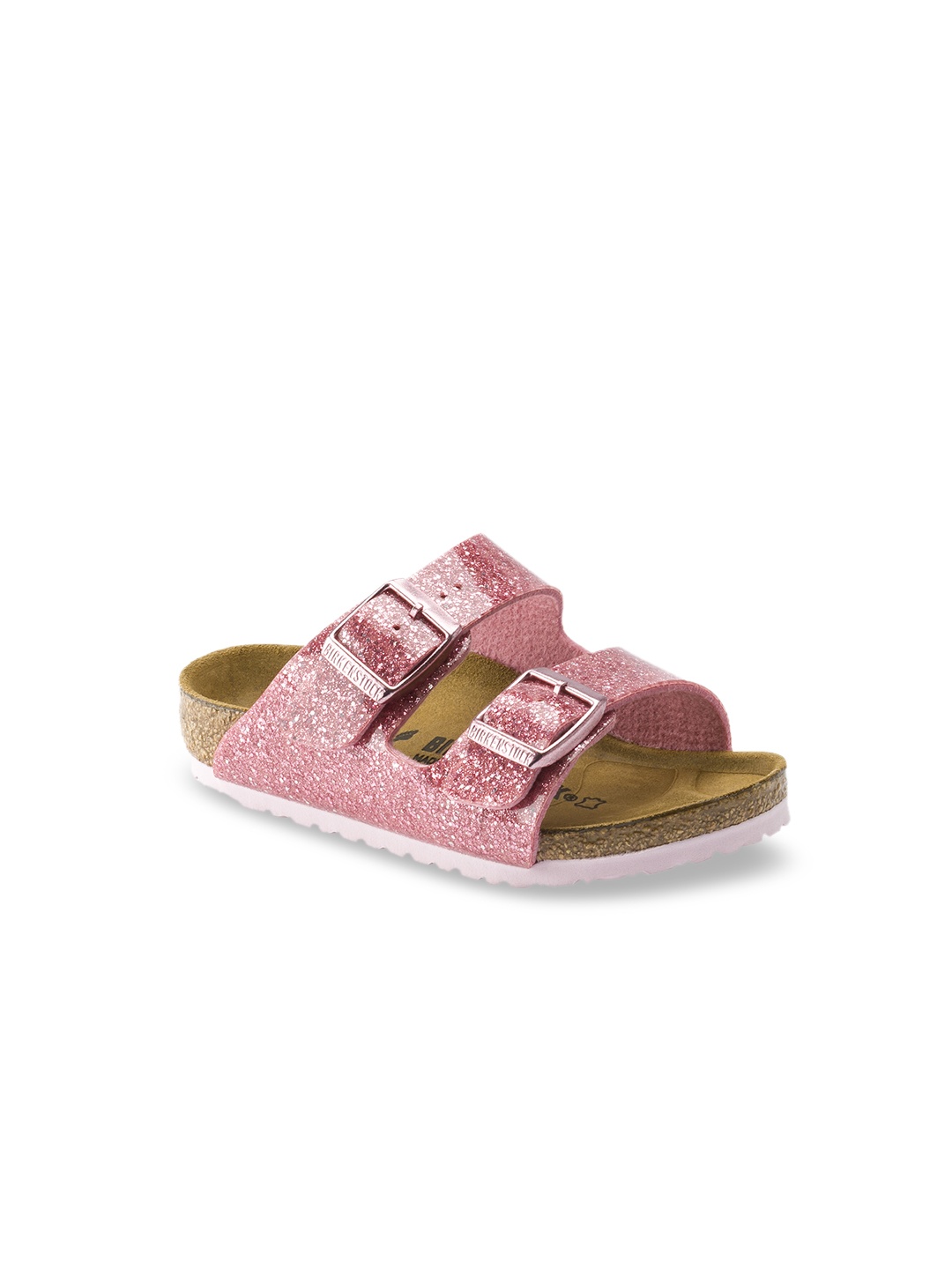

Birkenstock Girls Pink Glittery Arizona Birko-Flor Open Toes Narrow Width Flats