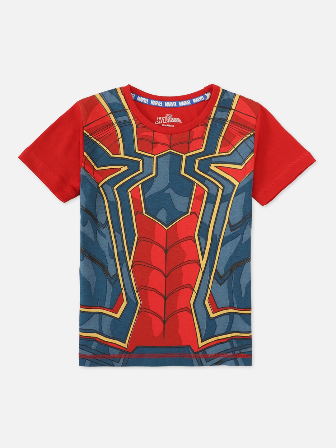 

Kids Ville Boys Red Blue Spiderman Printed Round Neck Pure Cotton T-shirt