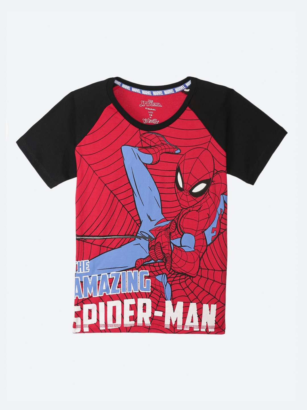 

Kids Ville Boys Red Spiderman Printed Round Neck Pure Cotton T-shirt