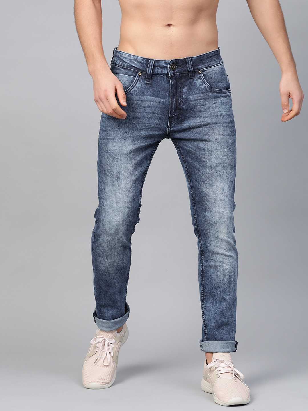 

Roadster Men Blue Skinny Fit Mid-Rise Clean Look Stretchable Acid Wash Jeans