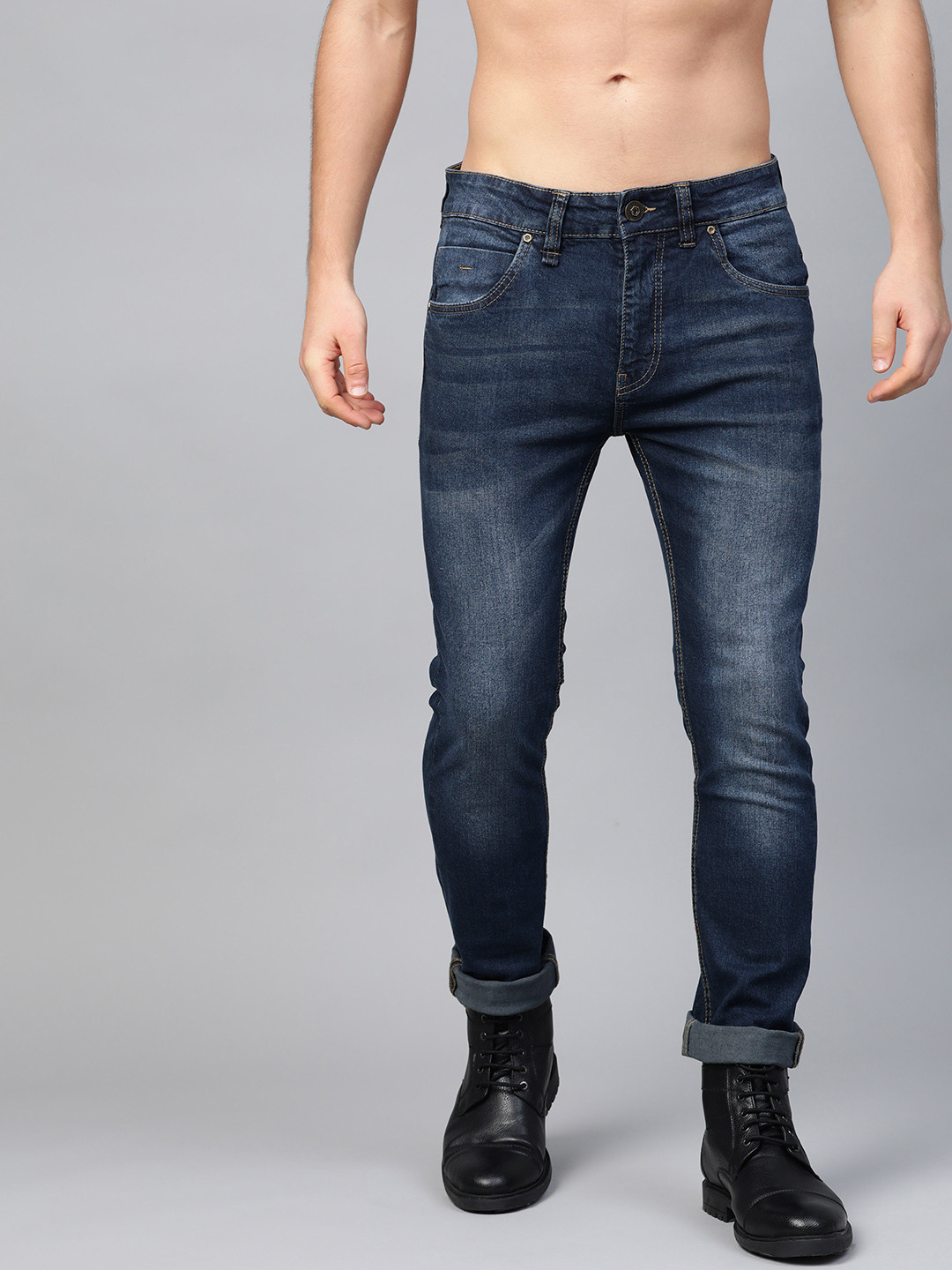 

Roadster Men Navy Blue Skinny Fit Mid-Rise Clean Look Stretchable Jeans