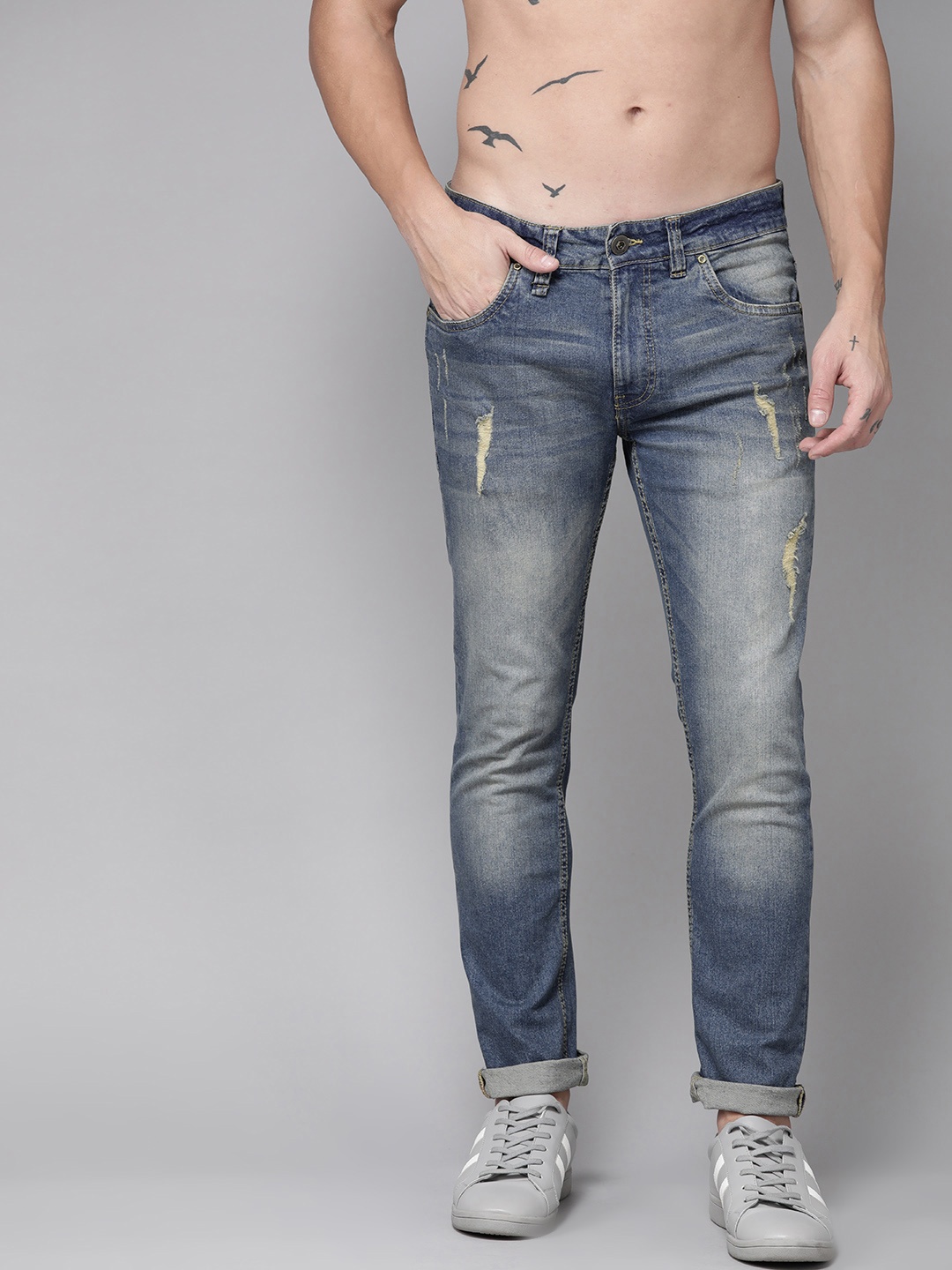 

Roadster Men Blue Skinny Fit Mid-Rise Mildly Distressed Stretchable Jeans
