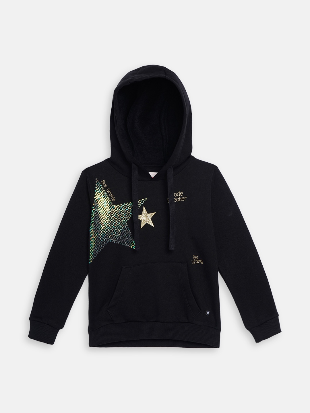 

Blue Giraffe Girls Black Embellished Hooded Sweatshirt