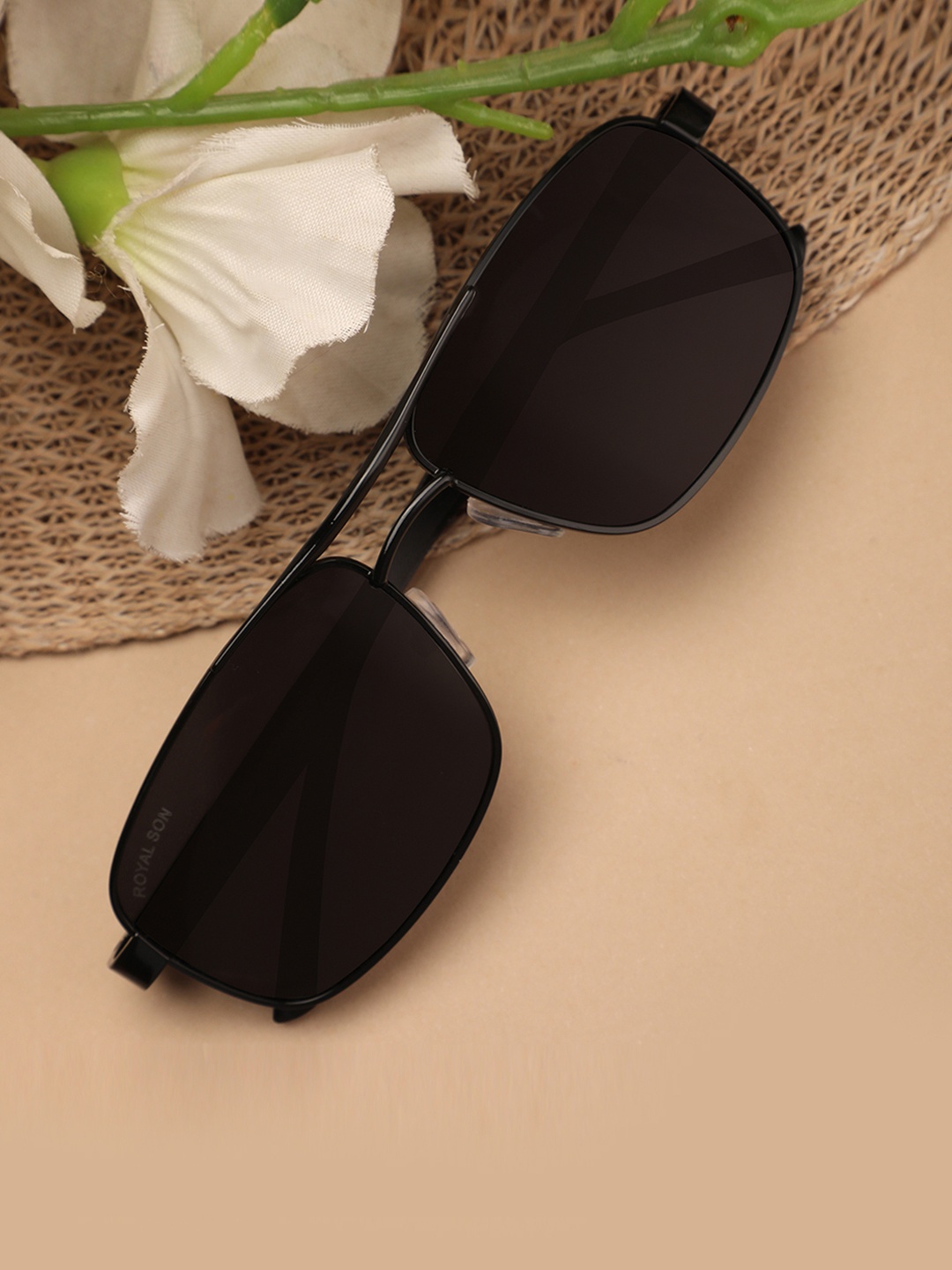 

ROYAL SON Men Rectangle Sunglasses CHI0085-C1, Black