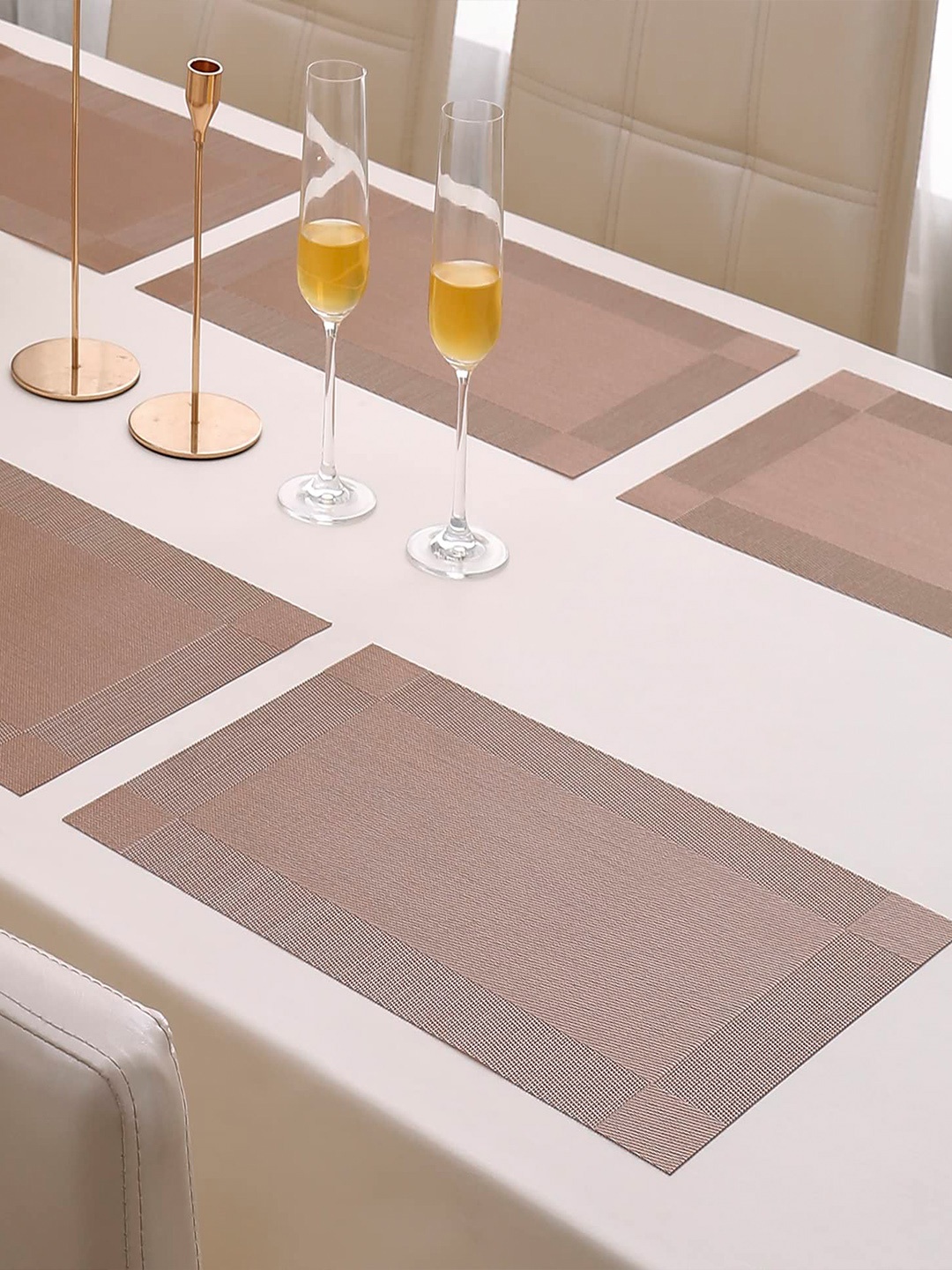 

HOKIPO Set of 6 Brown Solid Table Mats