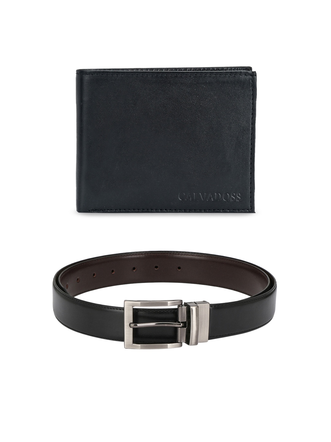 

Calvadoss Men Black Solid Premium Belt and Wallet Set