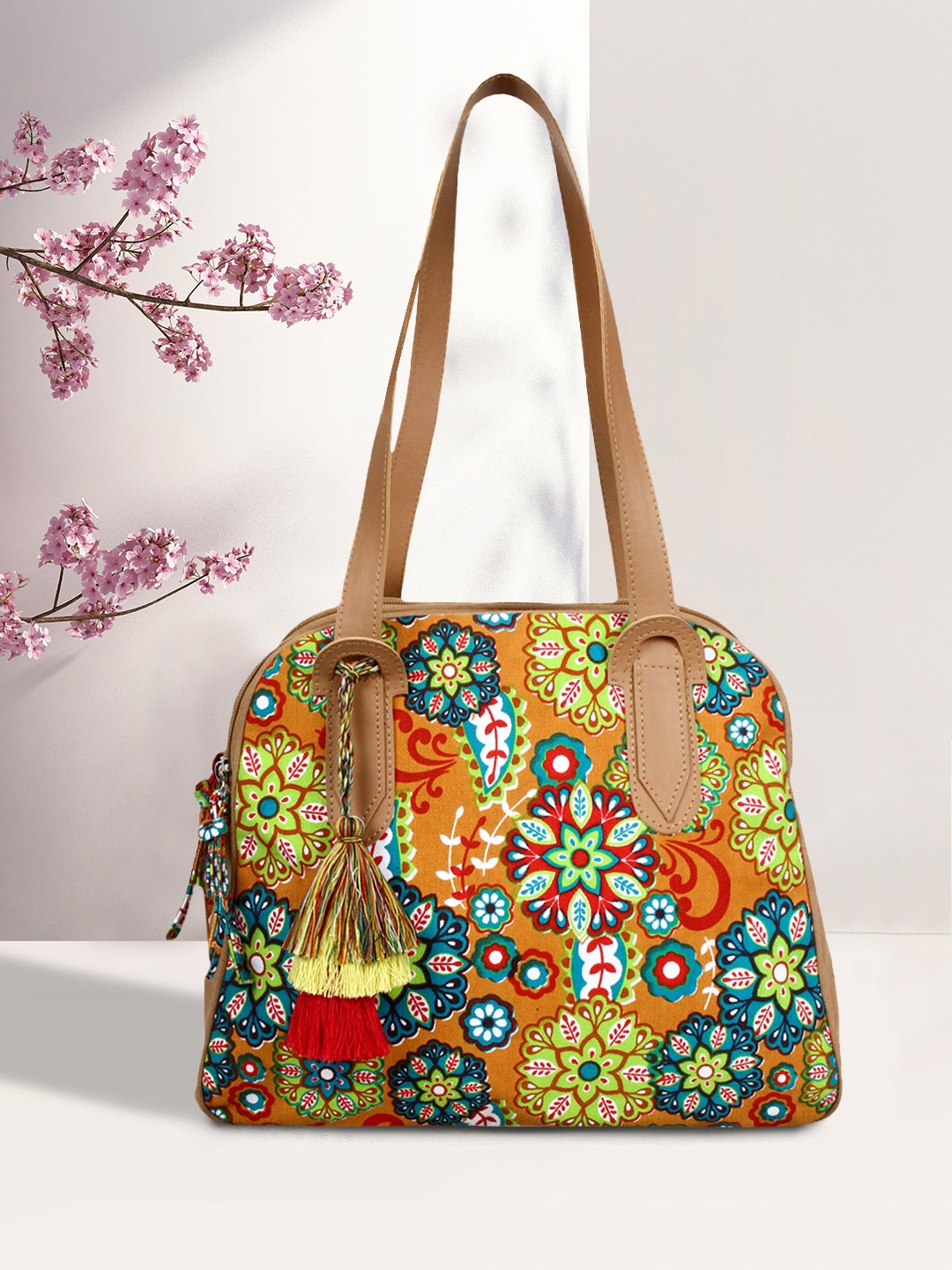 

Anekaant Orange & Green Printed Shoulder Bag