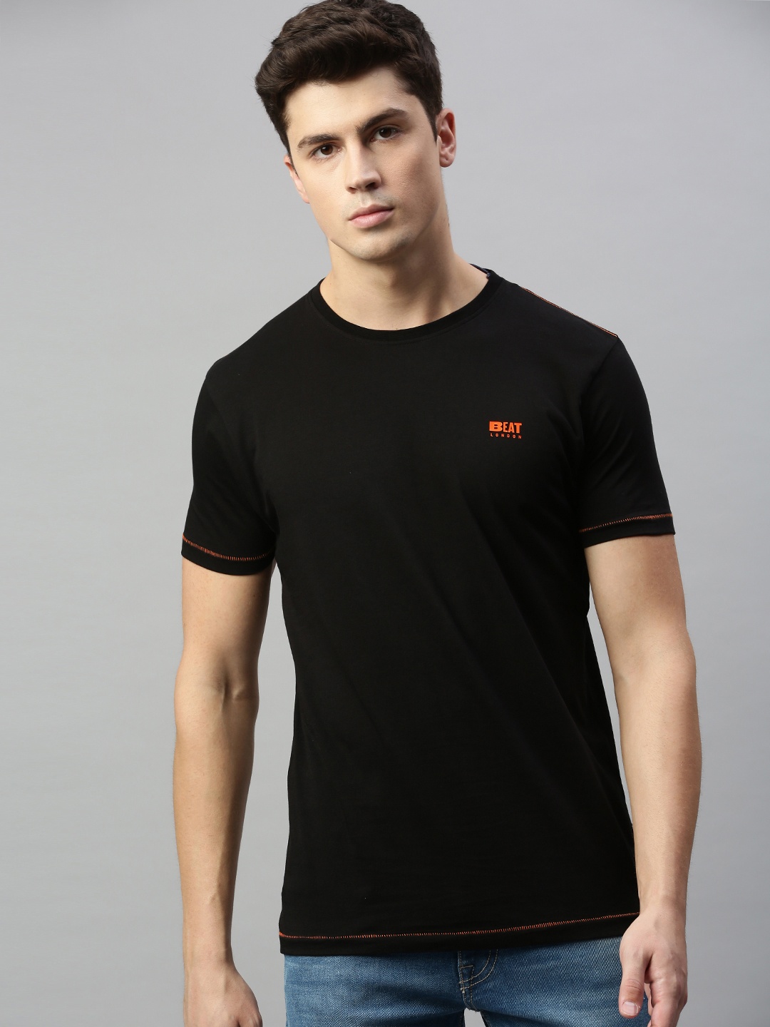 

BEAT LONDON by PEPE JEANS Men Black Solid Round Neck T-shirt