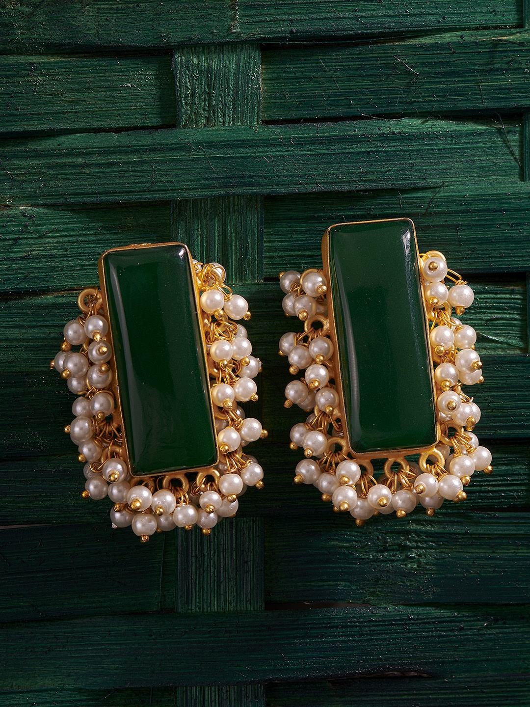 

Peora Green & Gold-Plated Geometric Studs