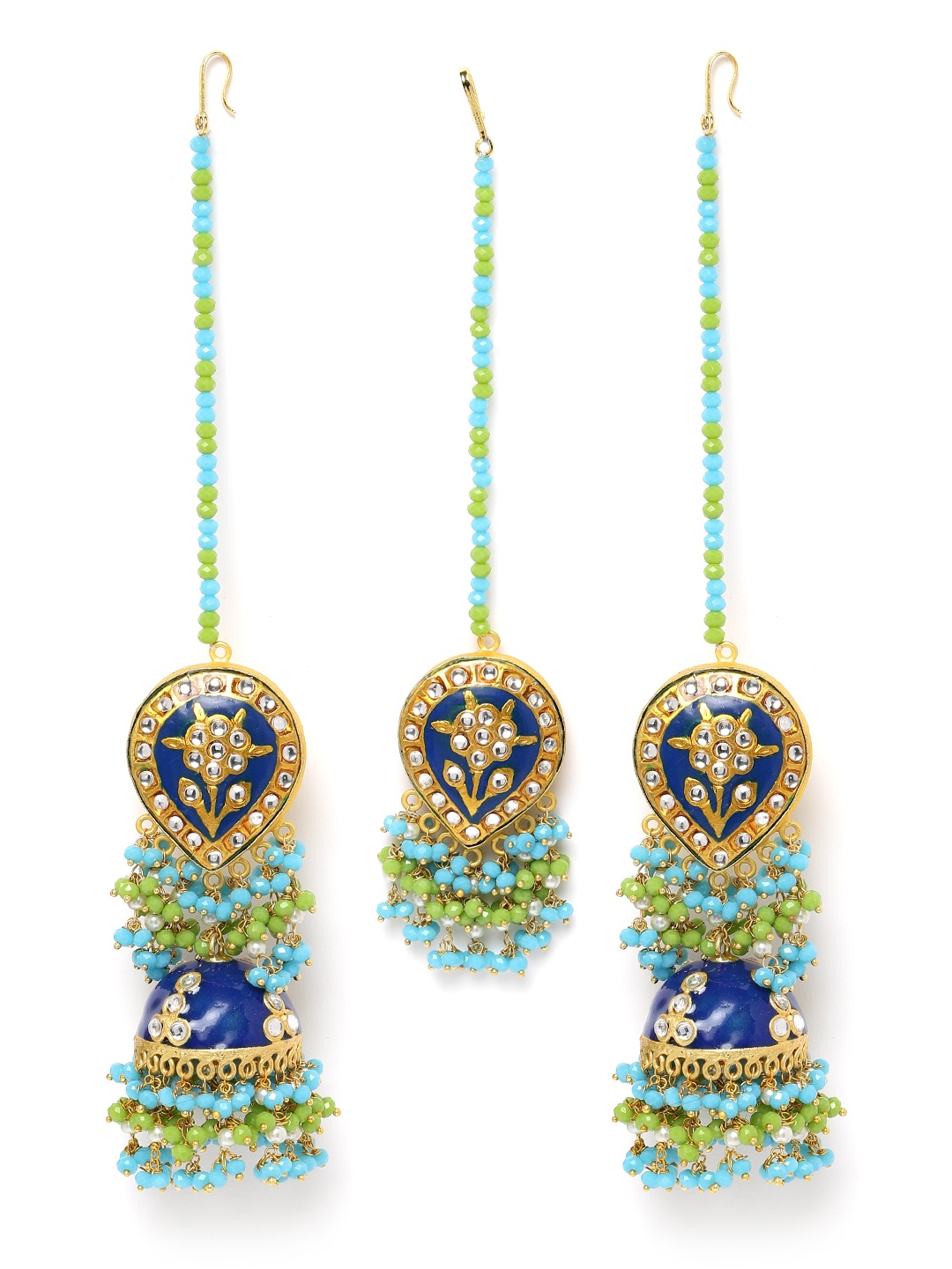 

Peora Blue & Green Gold-Plated Enamelled Jewellery Set