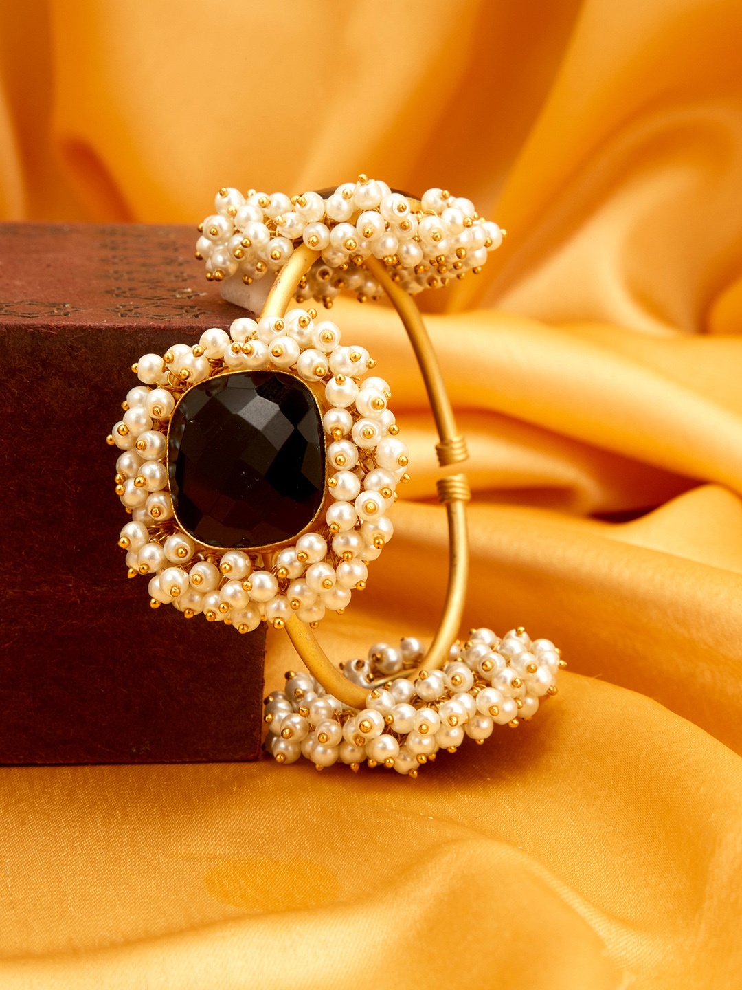 

Peora Black & Gold-Toned Adjustable Kada Bracelet