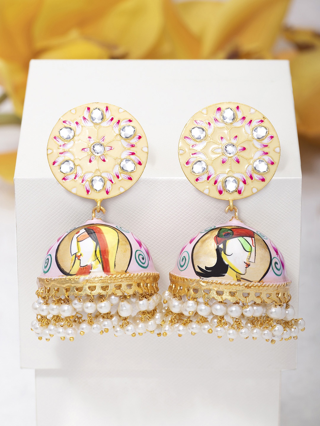 

Peora Pink & Gold-Plated Dome Shaped Jhumkas