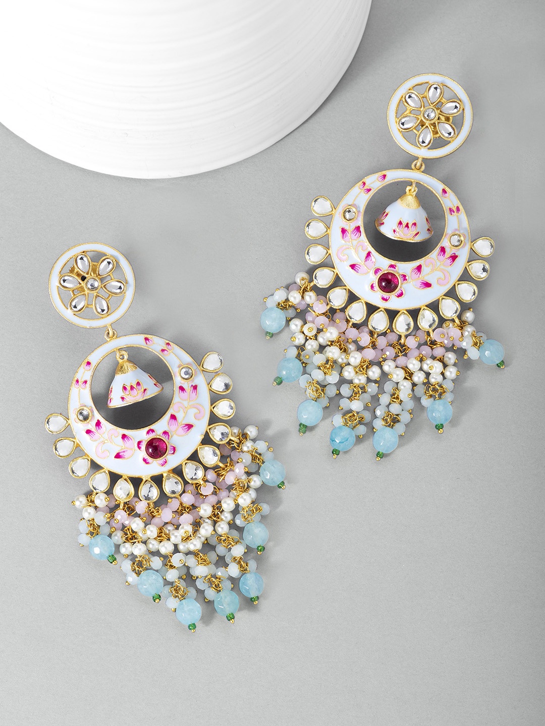 

Peora Blue & Gold-Plated Contemporary Drop Earrings