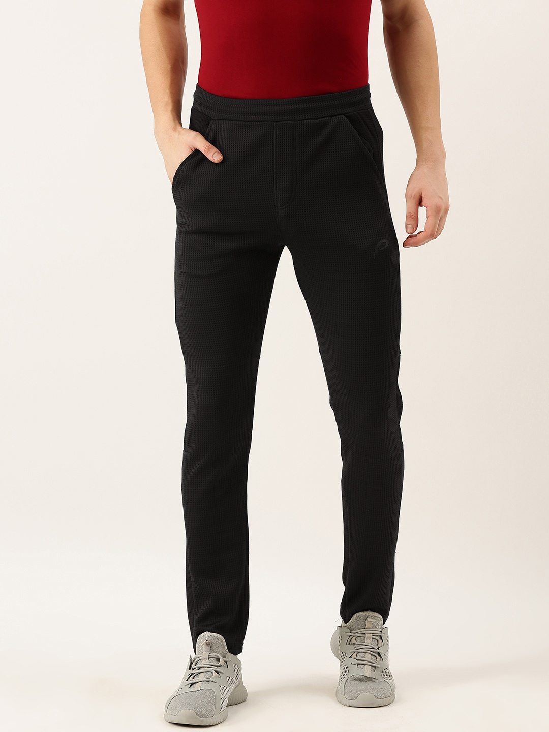 

Proline Active Men Black Self Design Straight Fit Track Pants