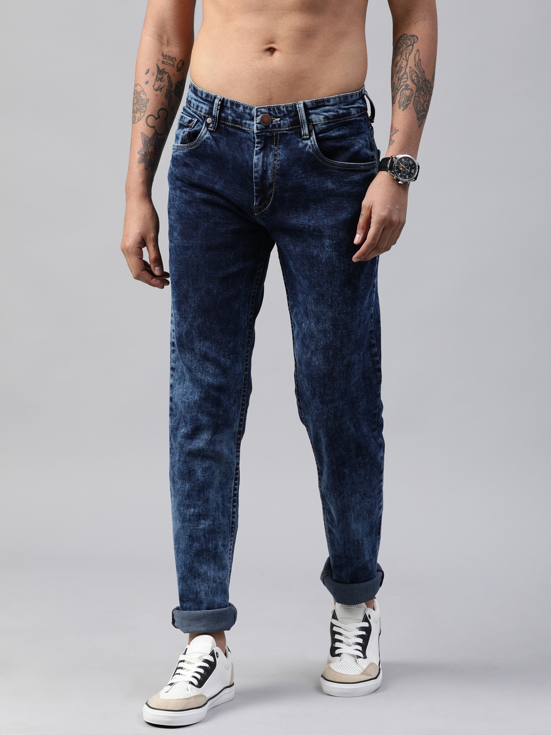 

HERE&NOW Men Blue Slim Fit Mid-Rise Clean Look Stretchable Jeans