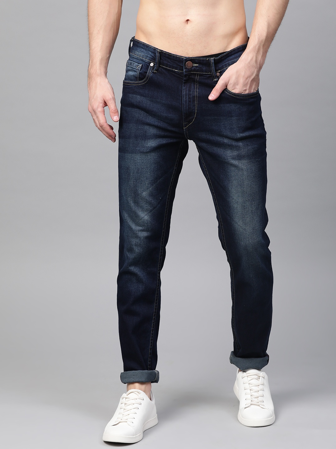 

HERE&NOW Men Blue Slim Fit Mid-Rise Clean Look Stretchable Jeans