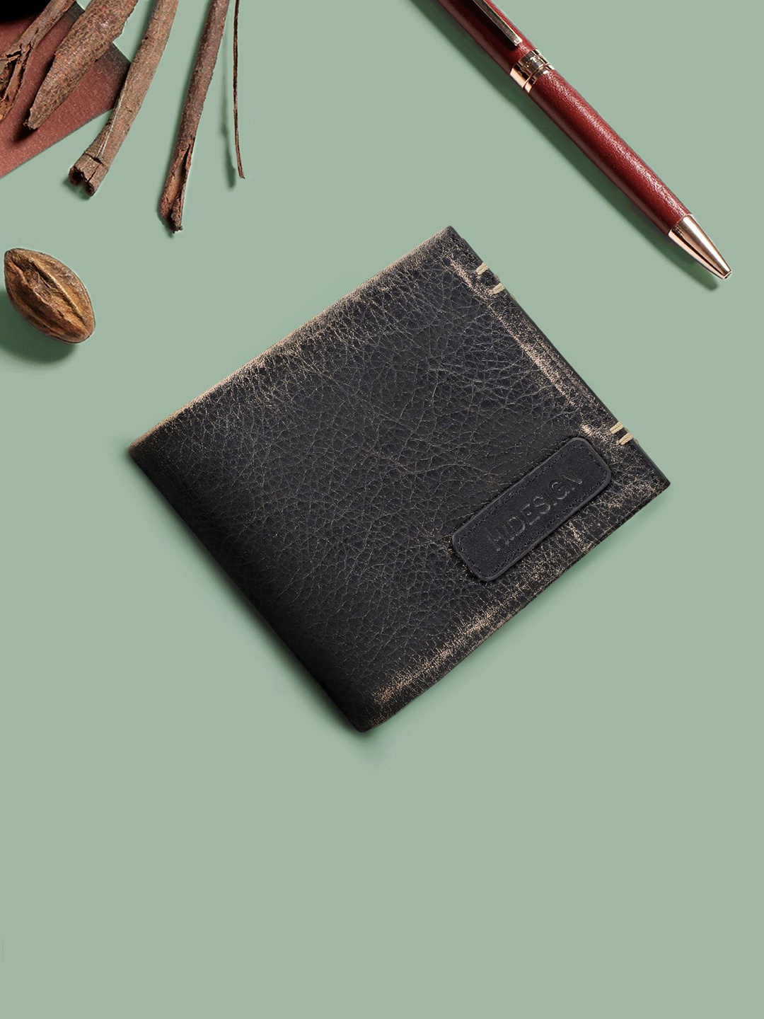 

Hidesign Men Black Solid Leather Two Fold Wallet