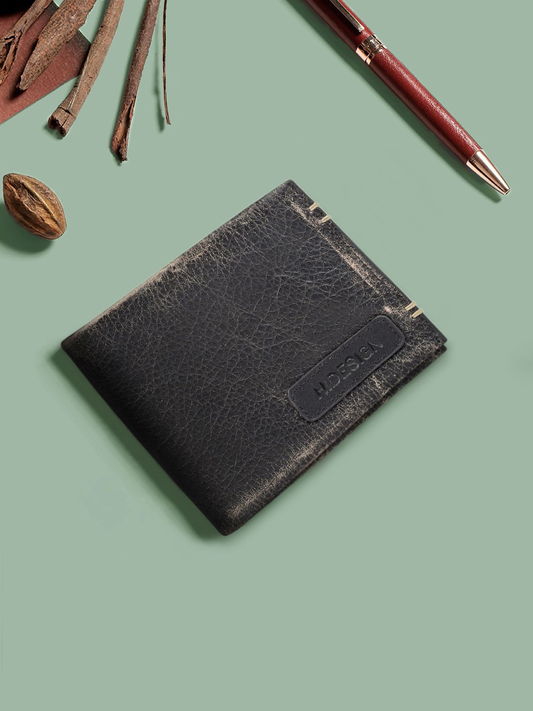 

Hidesign Men Black & Brown Solid Leather Two Fold Wallet
