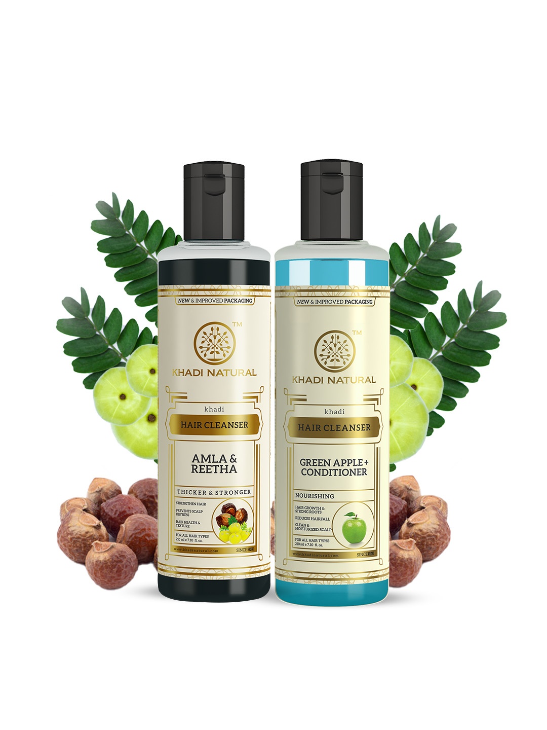 

Khadi Natural Green Apple + Amla & Reetha Hair Shampoo Cleanser - 420ml, Blue