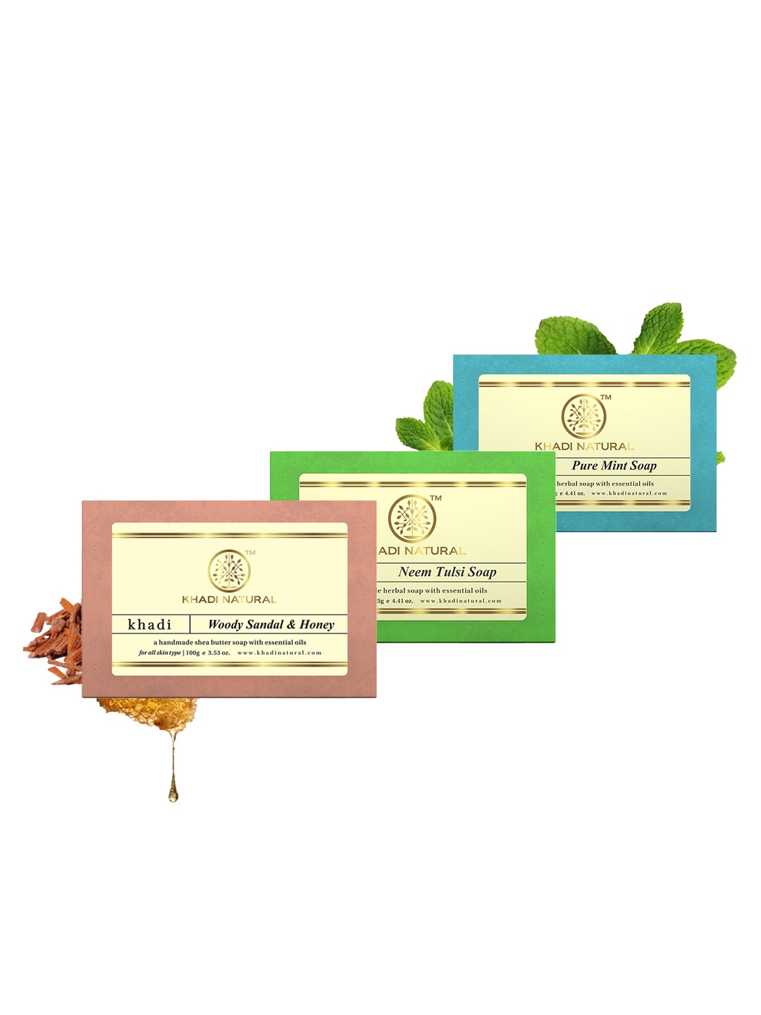 

Khadi Natural Unisex Set of 3 Handmade Soaps, Brown