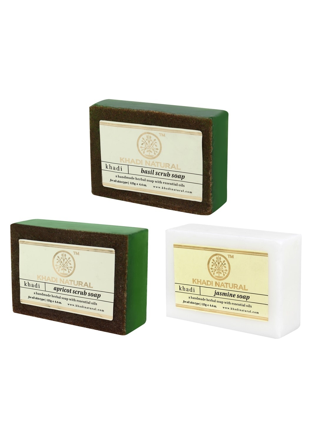 

Khadi Natural Unisex Set of 3 Sustainable Handmade Soaps, Green