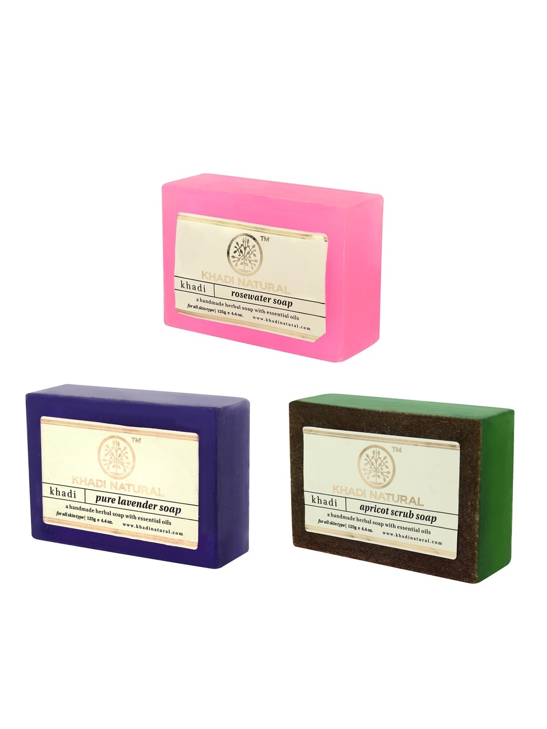 

Khadi Natural Unisex Set of 3 Sustainable Handmade Soaps, Purple