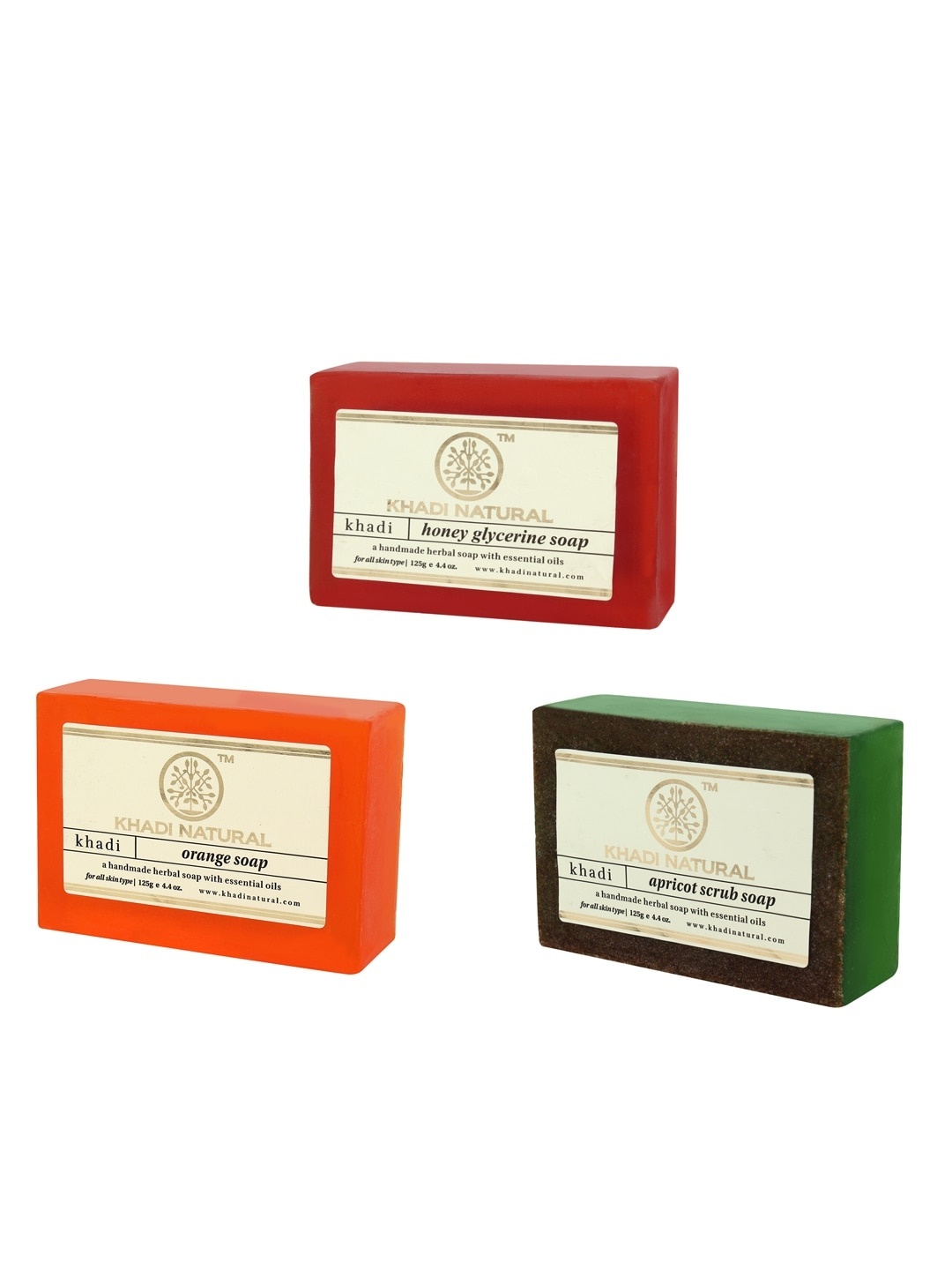 

Khadi Natural Unisex Set of 3 Sustainable Handmade Soaps, Orange