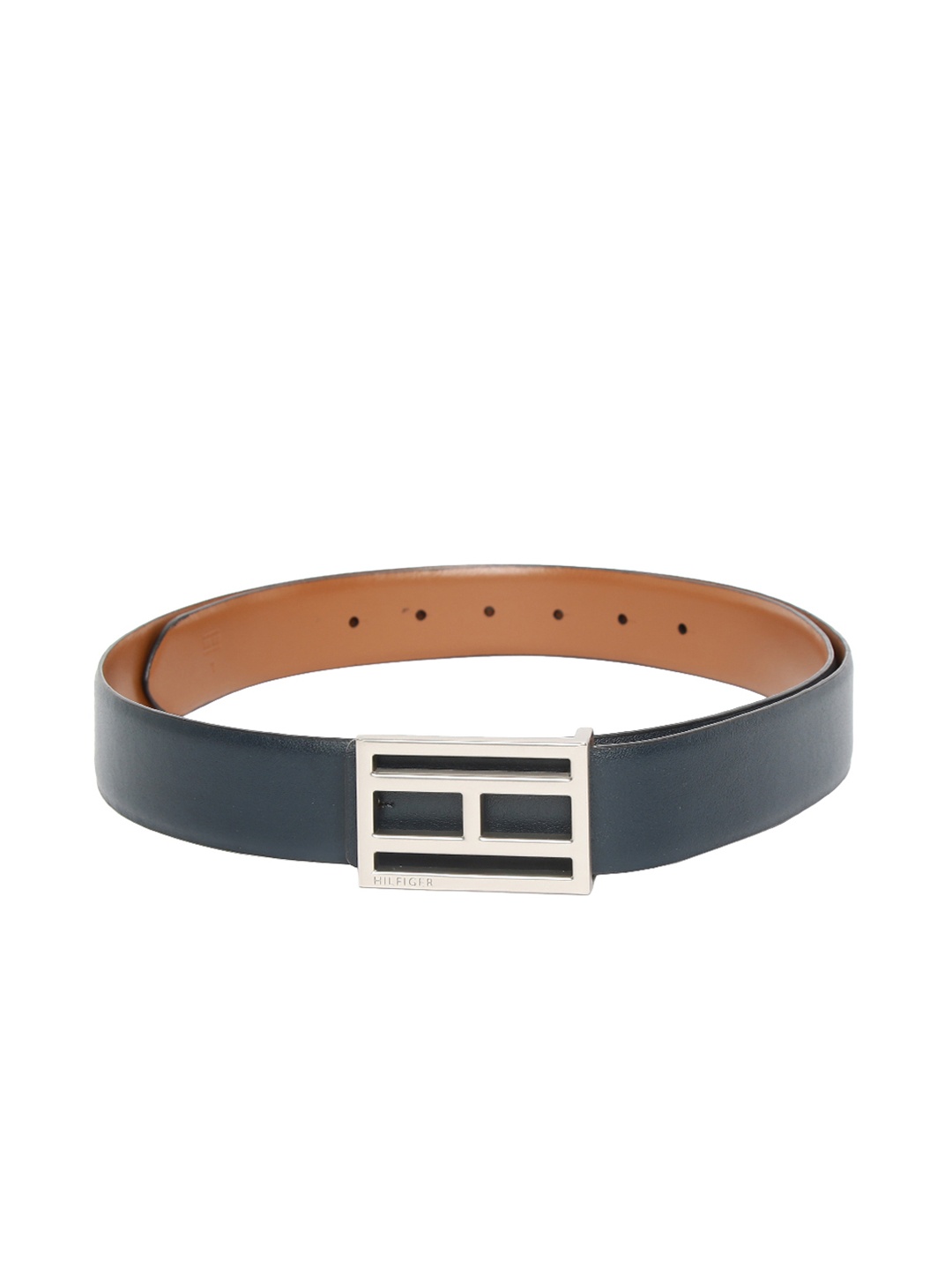 

Tommy Hilfiger Men Navy Blue & Tan Brown Reversible Leather Belt