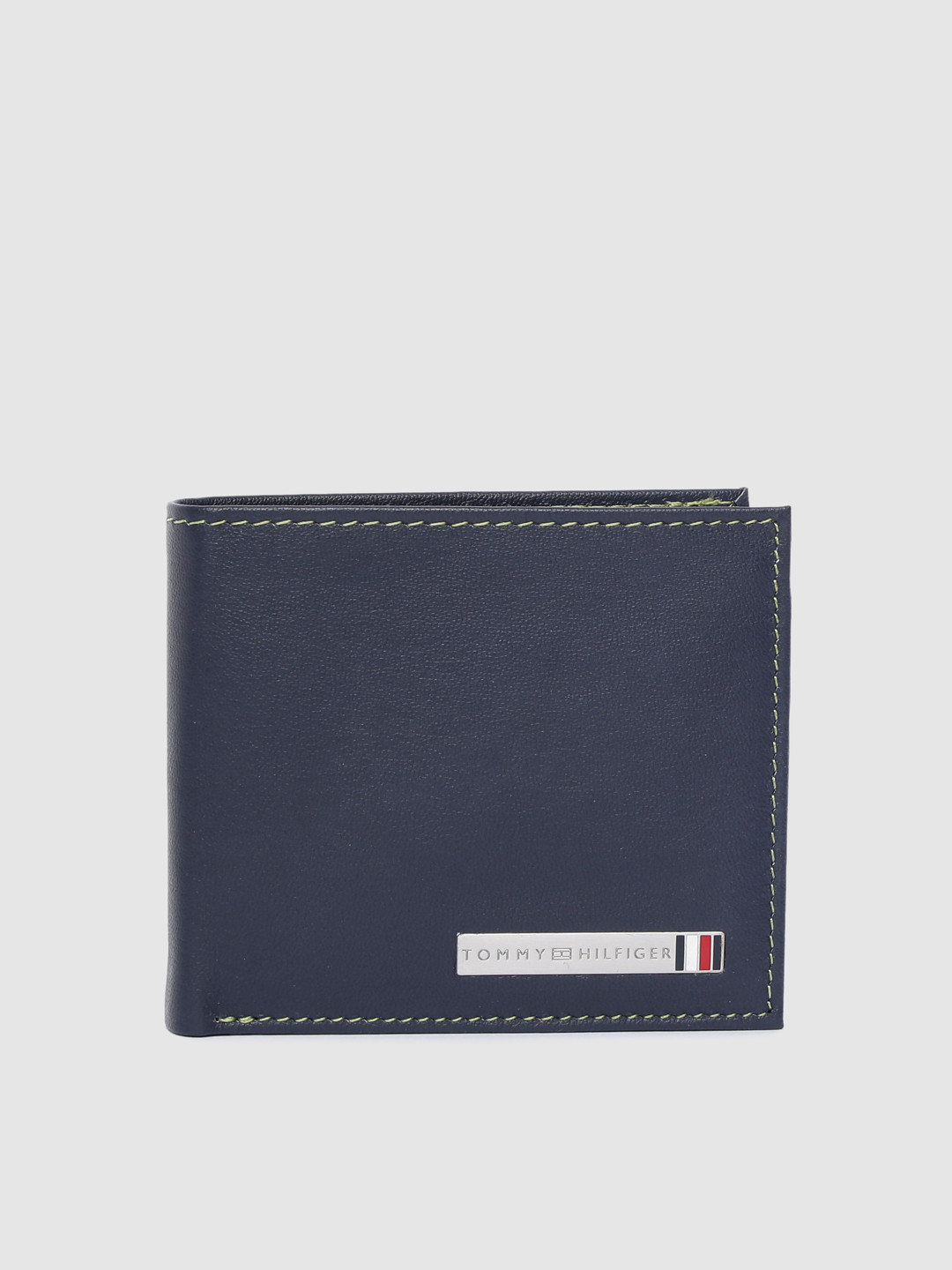 

Tommy Hilfiger Men Navy Blue Solid Genuine Leather Two Fold Wallet