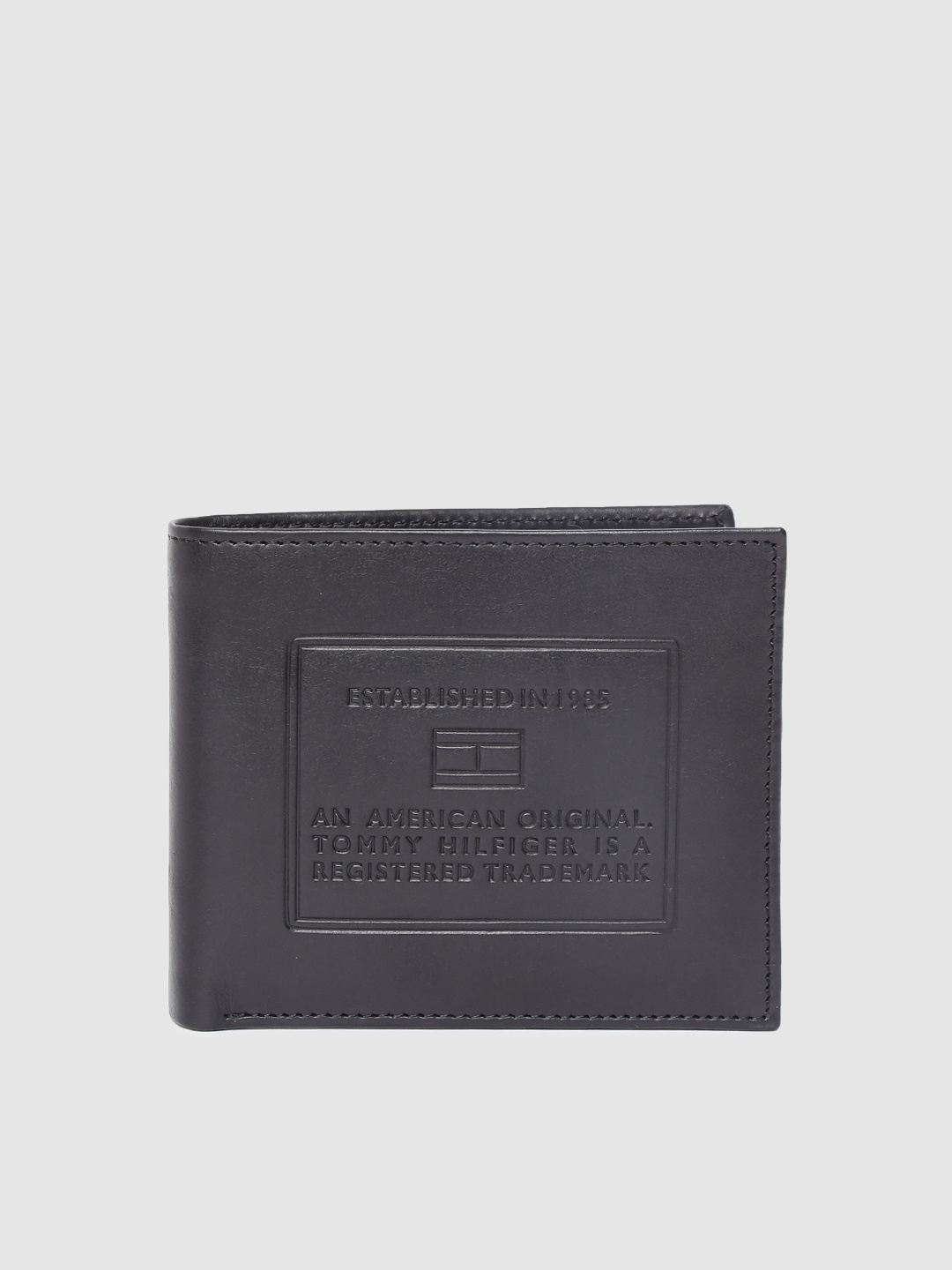 

Tommy Hilfiger Men Black Textured Leather Two Fold Wallet