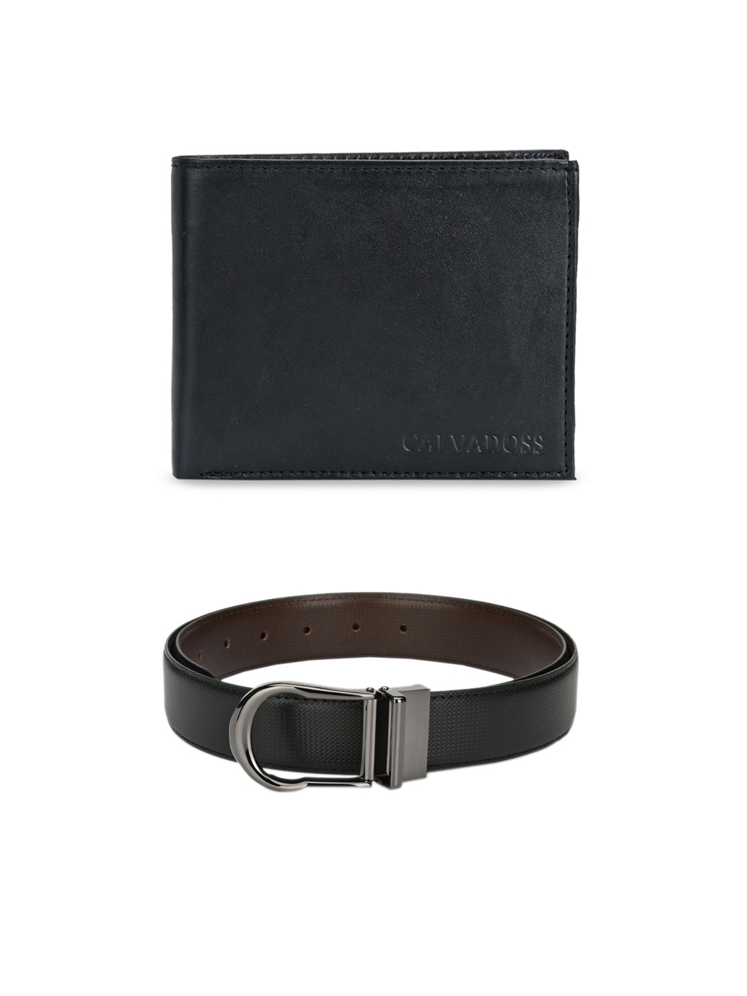 

Calvadoss Men Black & Silver-Toned Premium Belt & Wallet Accessory Gift Set