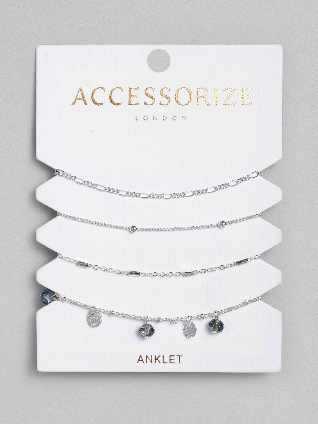 

Accessorize London Women Set of 4 Chain Anklets, Silver