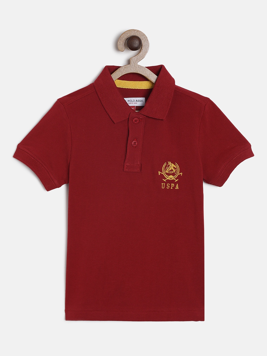 

U.S. Polo Assn. Kids Boys Red Solid Polo Collar T-shirt