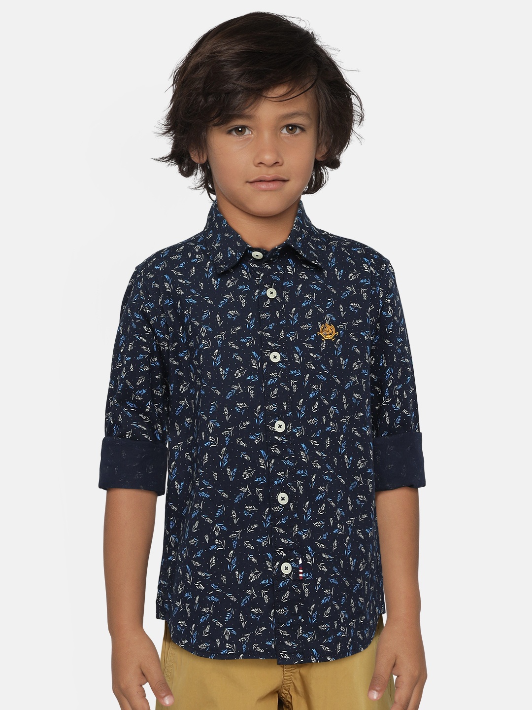 

U.S. Polo Assn. Kids Boys Navy Blue Regular Fit Printed Casual Shirt