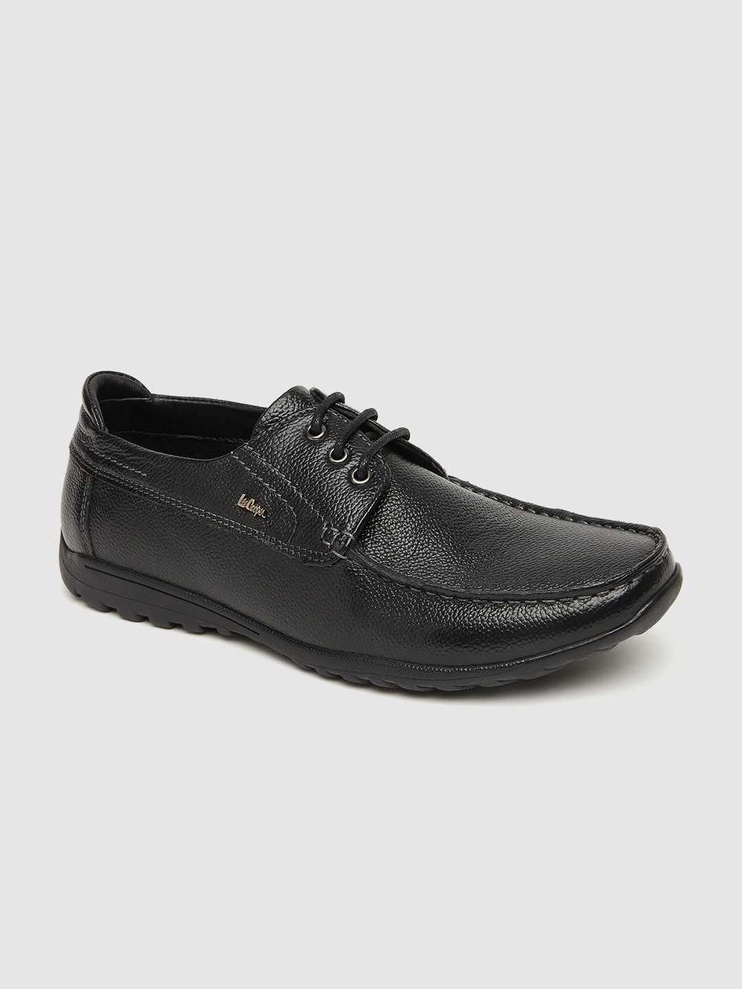 

Lee Cooper Men Black Solid Leather Driving Shoes