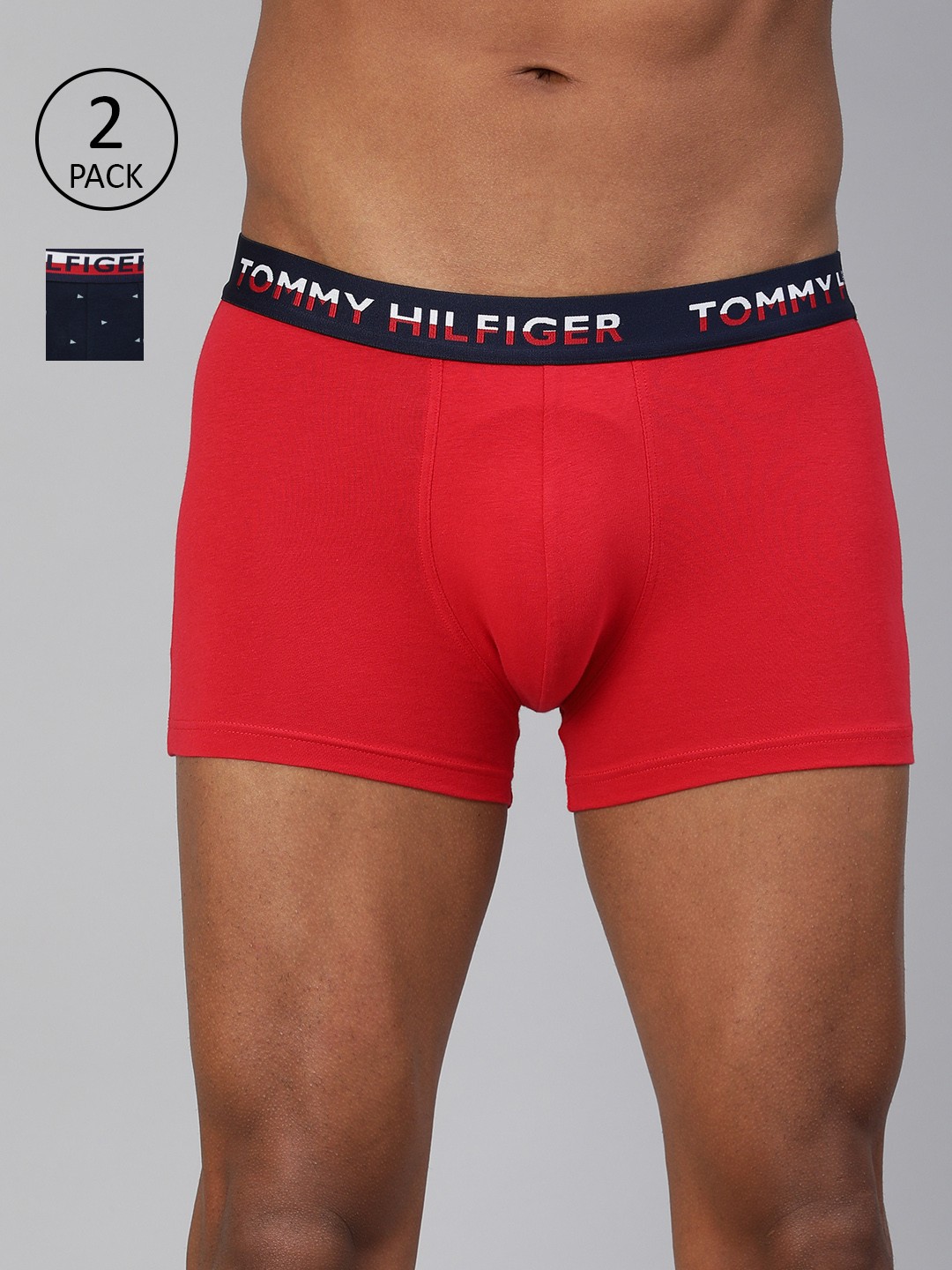 

Tommy Hilfiger Men Pack of 2 Solid Trunks P0AB4115, Red