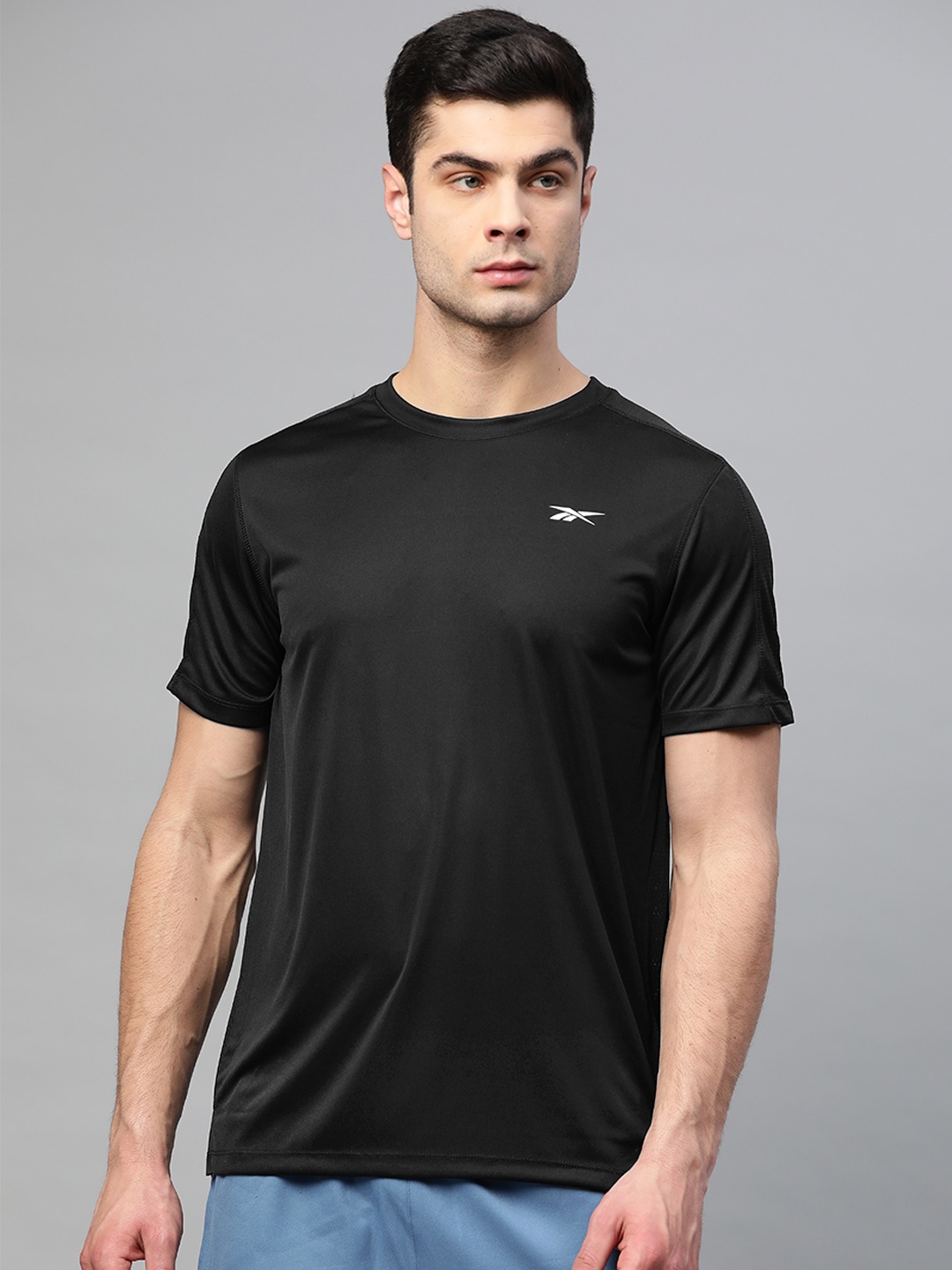 

Reebok Men Black Solid Workout Ready Tech T-shirt