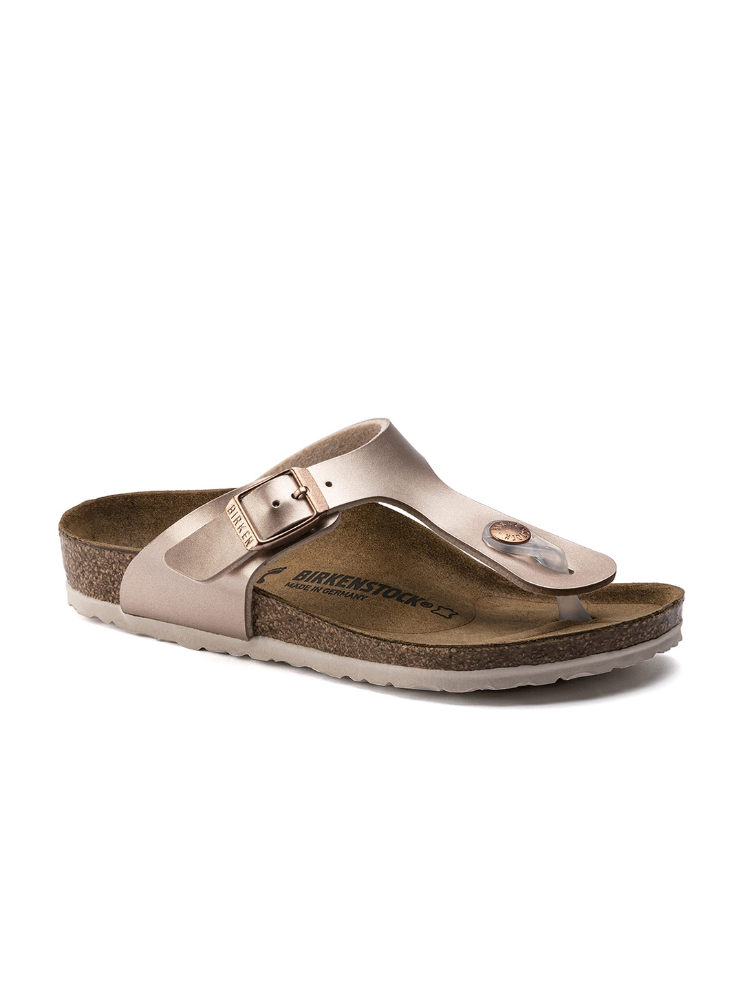 

Birkenstock Girls Copper-Toned Gizeh Birko-Flor Solid T-Strap Regular Width Flats